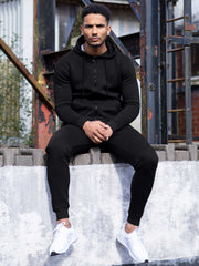 Mens Zip Up Hooded Fleece Tracksuit Top | Enzo Designer Menswear