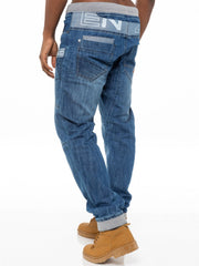 Mens Cuffed Fit Denim Jeans | Enzo Designer Menswear