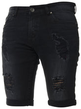 Mens Denim Skinny Fit Distressed Shorts | Enzo Designer Menswear
