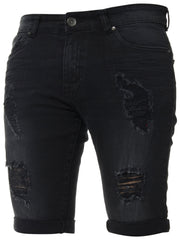 Mens Denim Skinny Fit Distressed Shorts | Enzo Designer Menswear