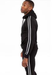 Mens Striped Fleece Pullover Hoody | Enzo Designer Menswear