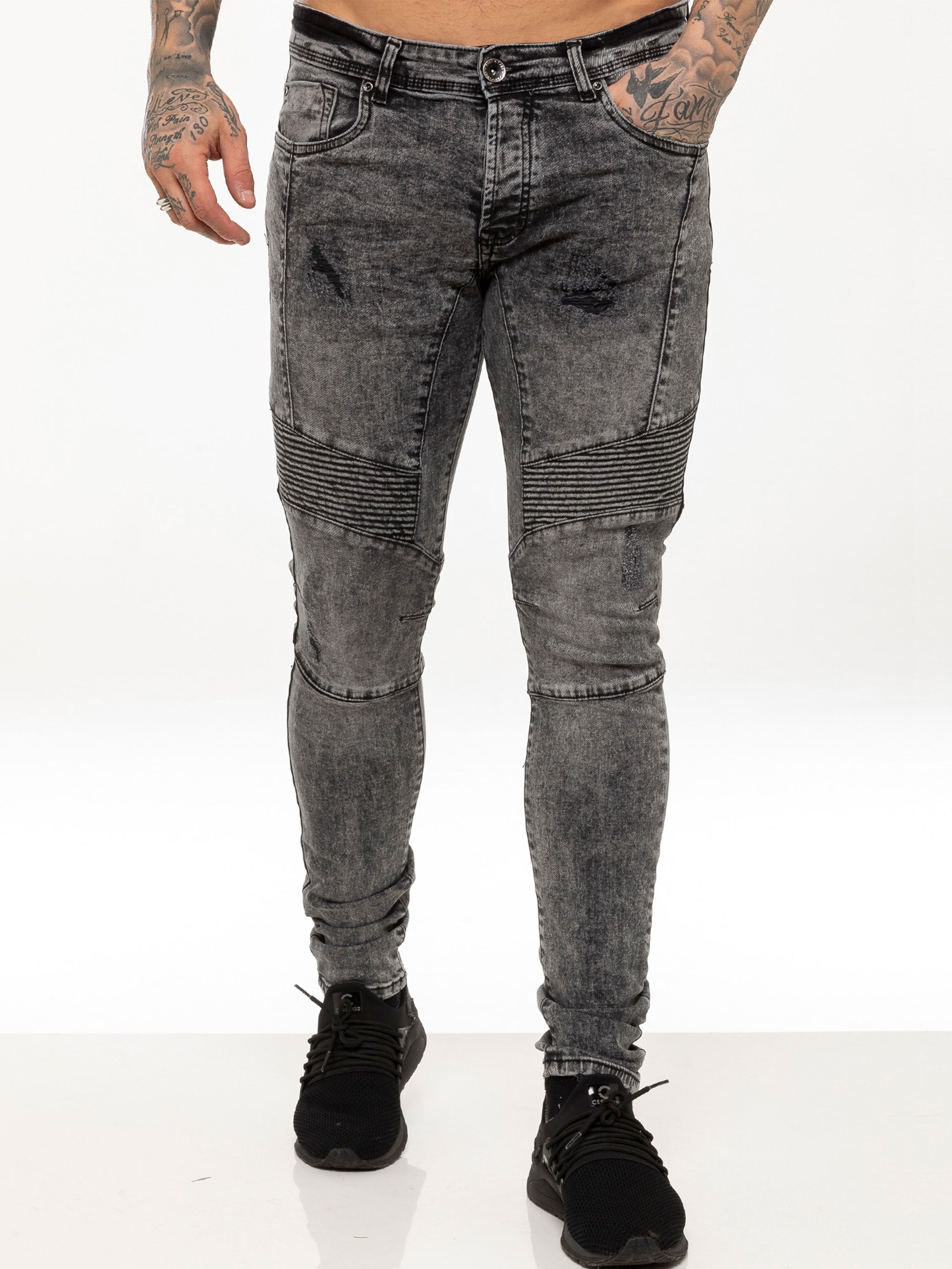 Mens Super Skinny Stretch Biker Denim Jeans | Enzo Designer Menswear