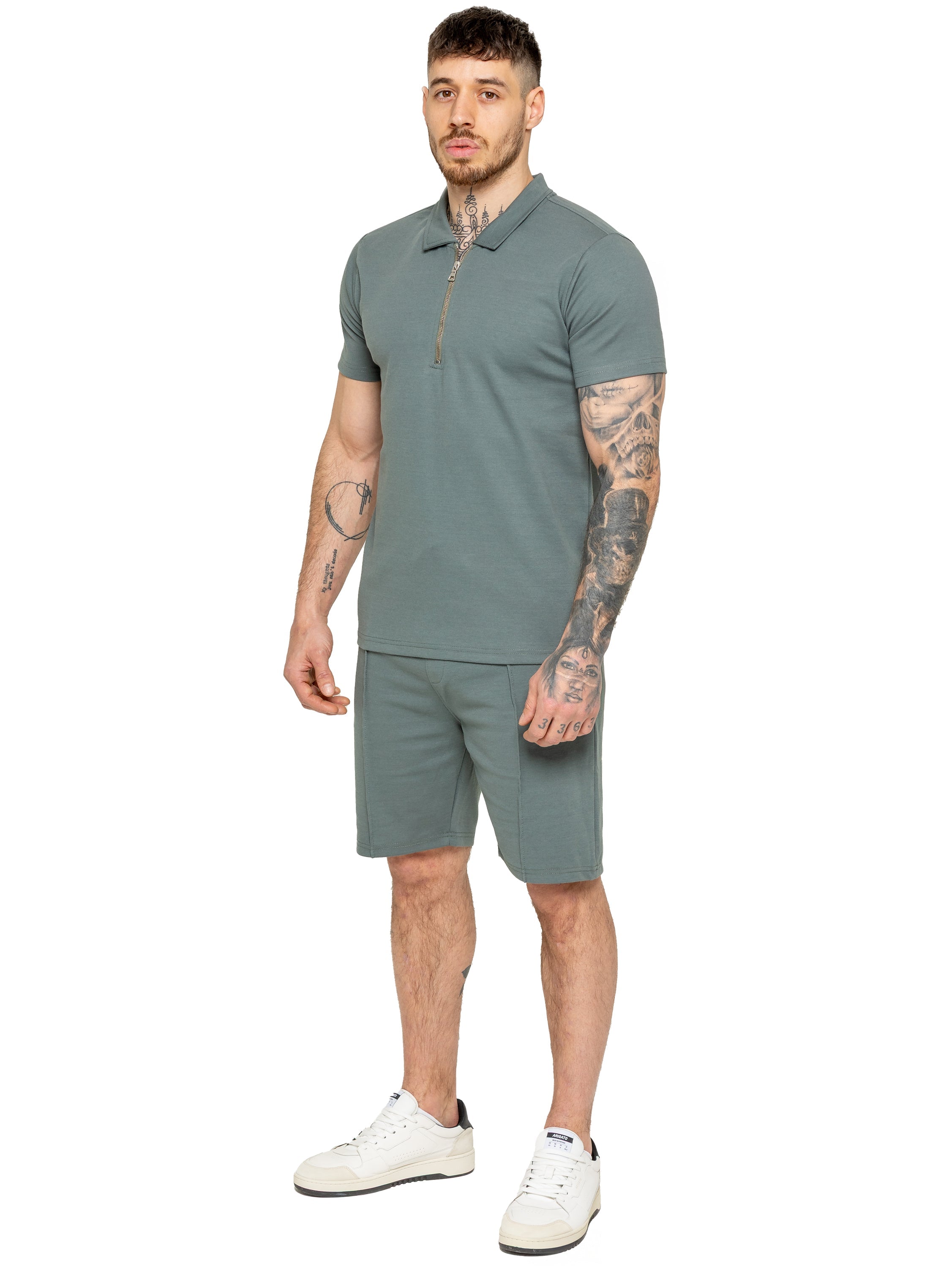 Enzo | Mens Zip Up Polo Shirt