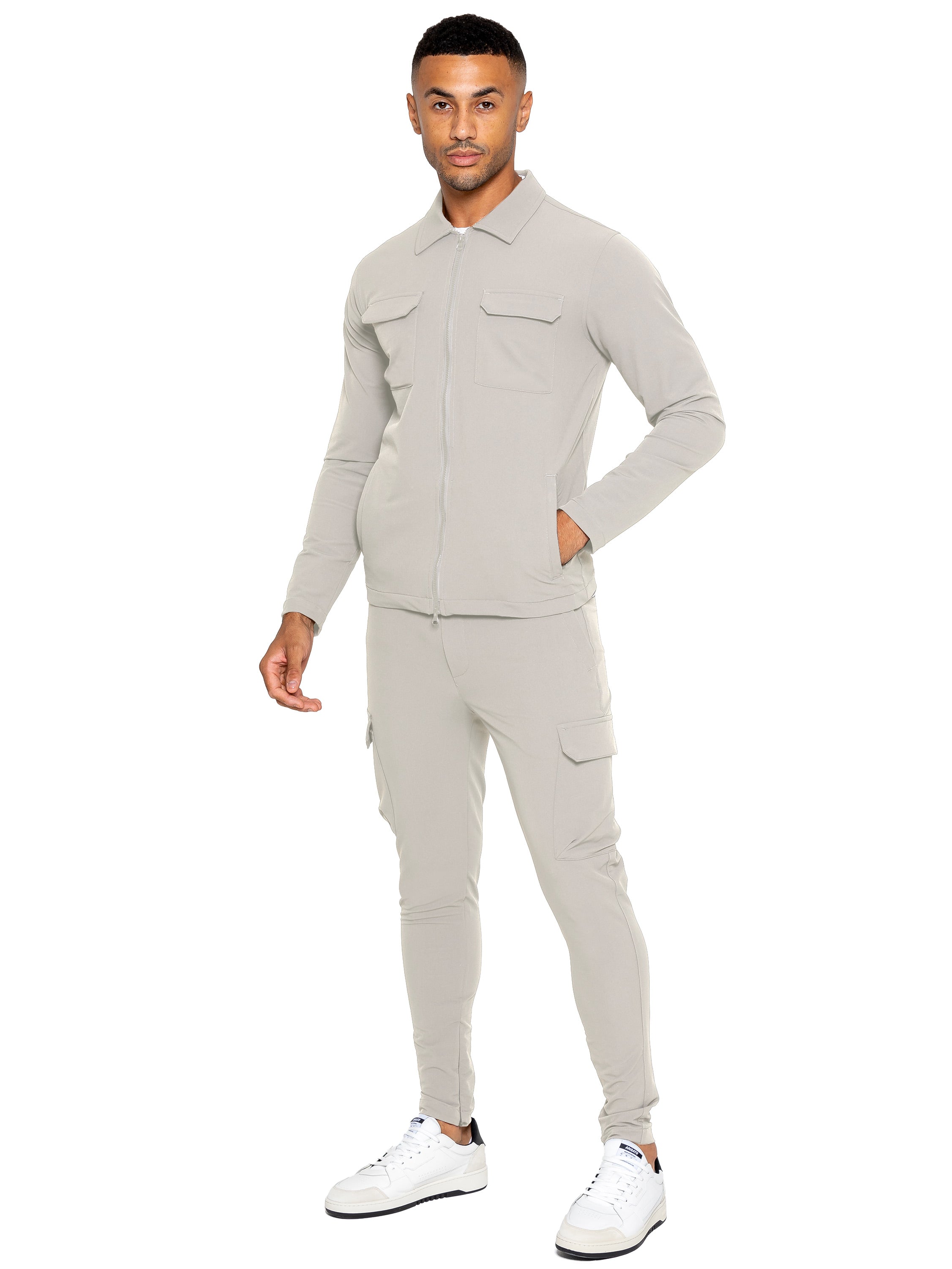 Enzo | Mens Cargo Shacket Tracksuit Set
