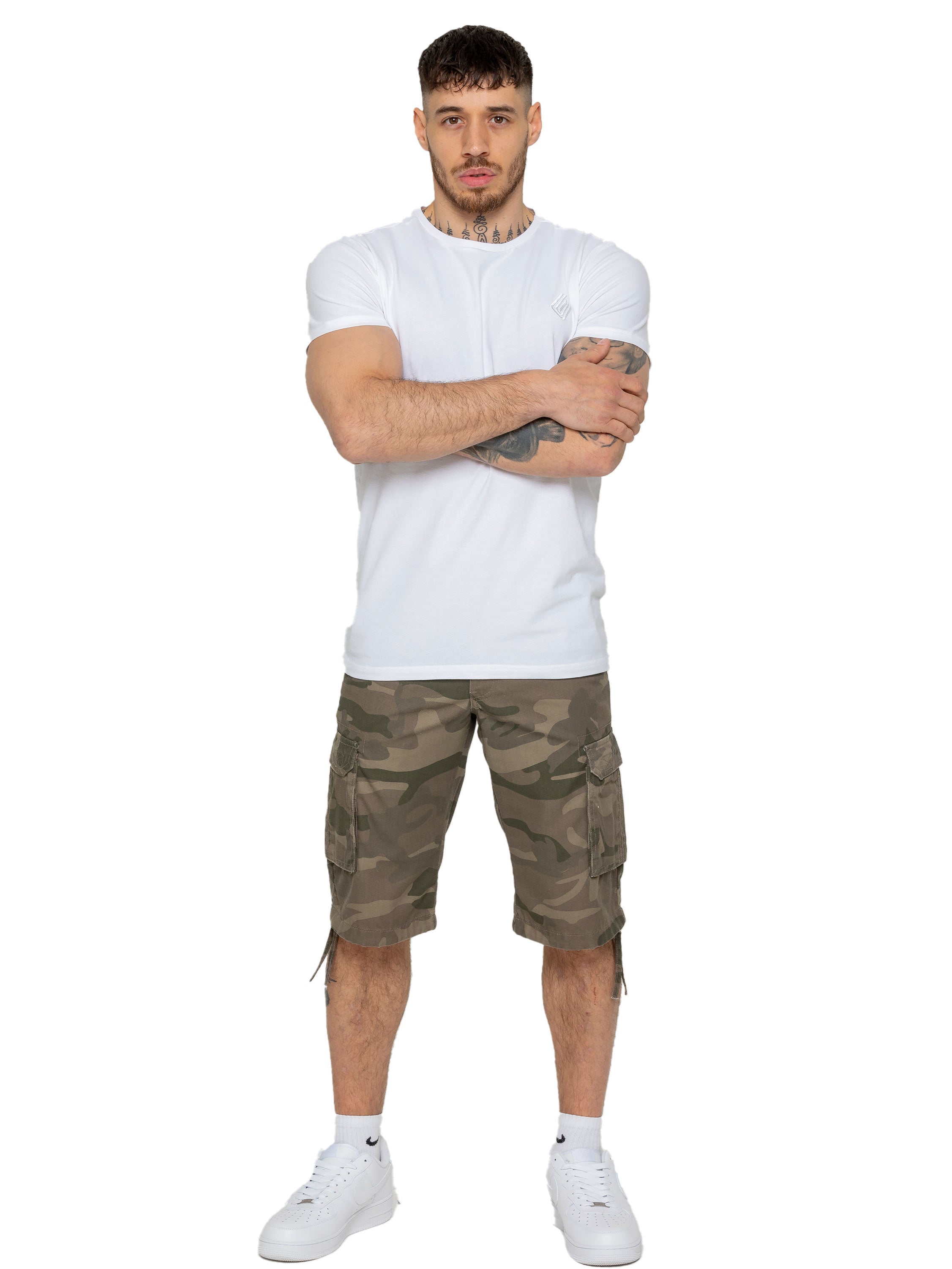Enzo | Mens Cargo Combat Camo Shorts