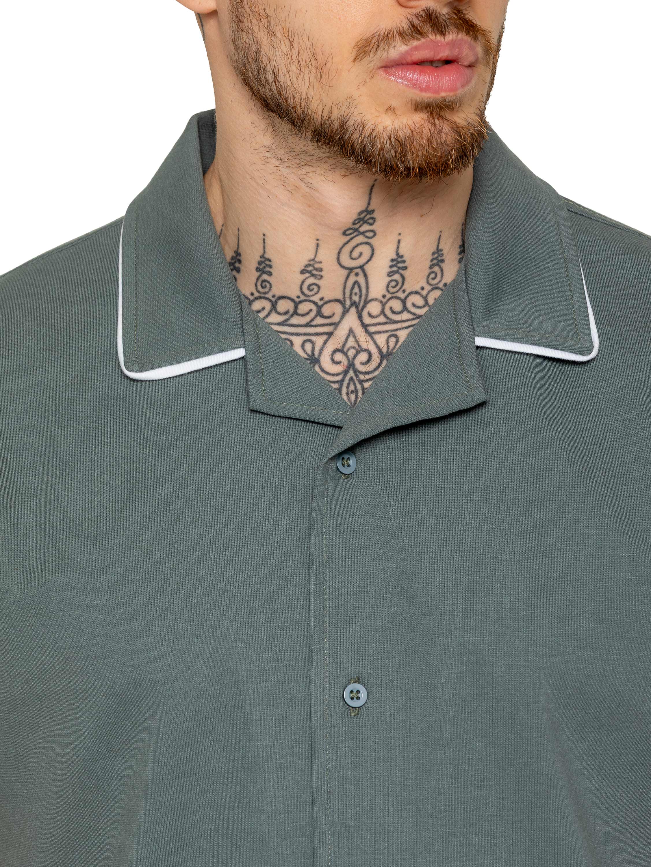 Enzo | Mens Short Sleeve Piping Shirt