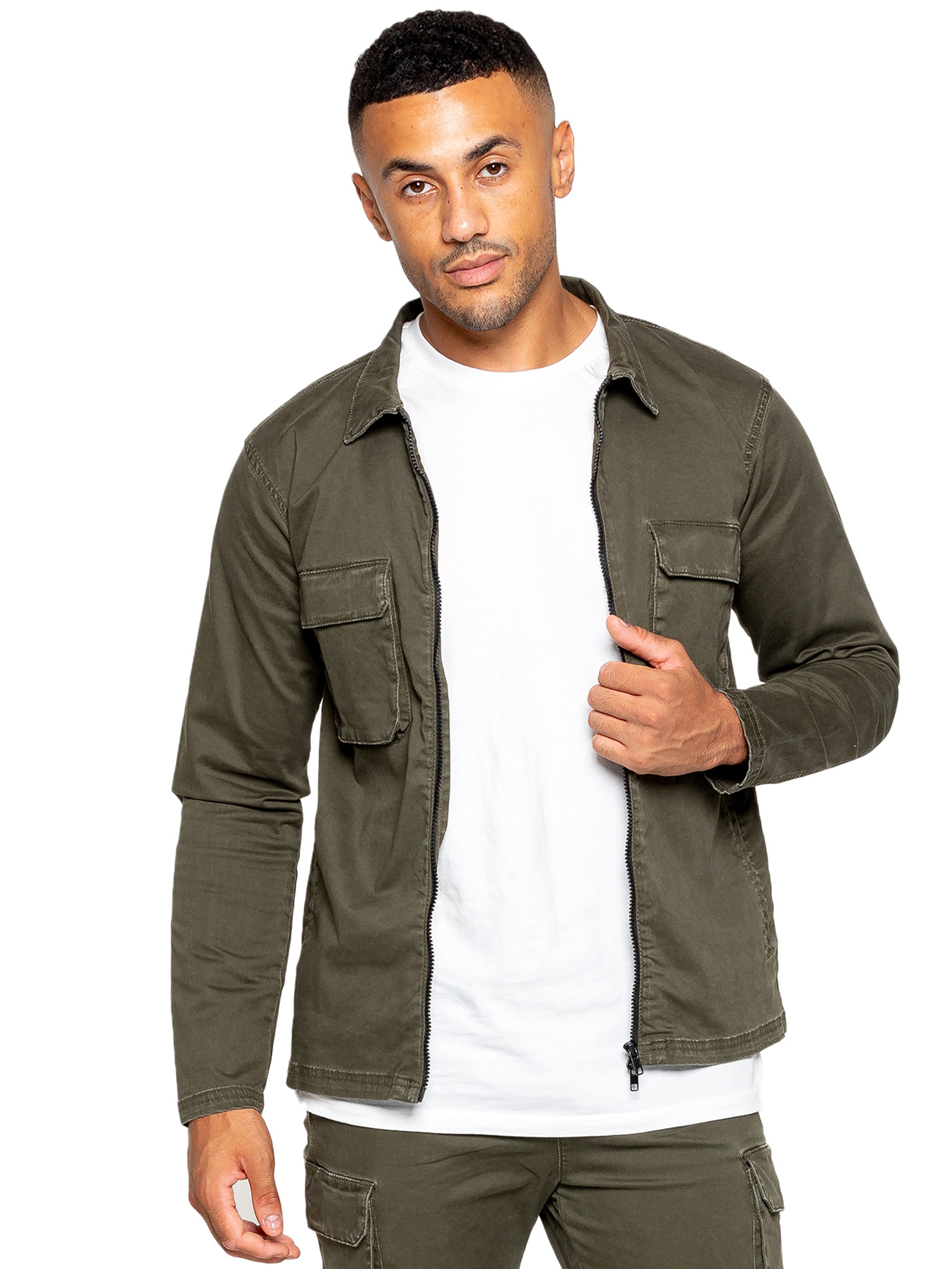 Enzo | Mens Cargo Overshirt Jacket