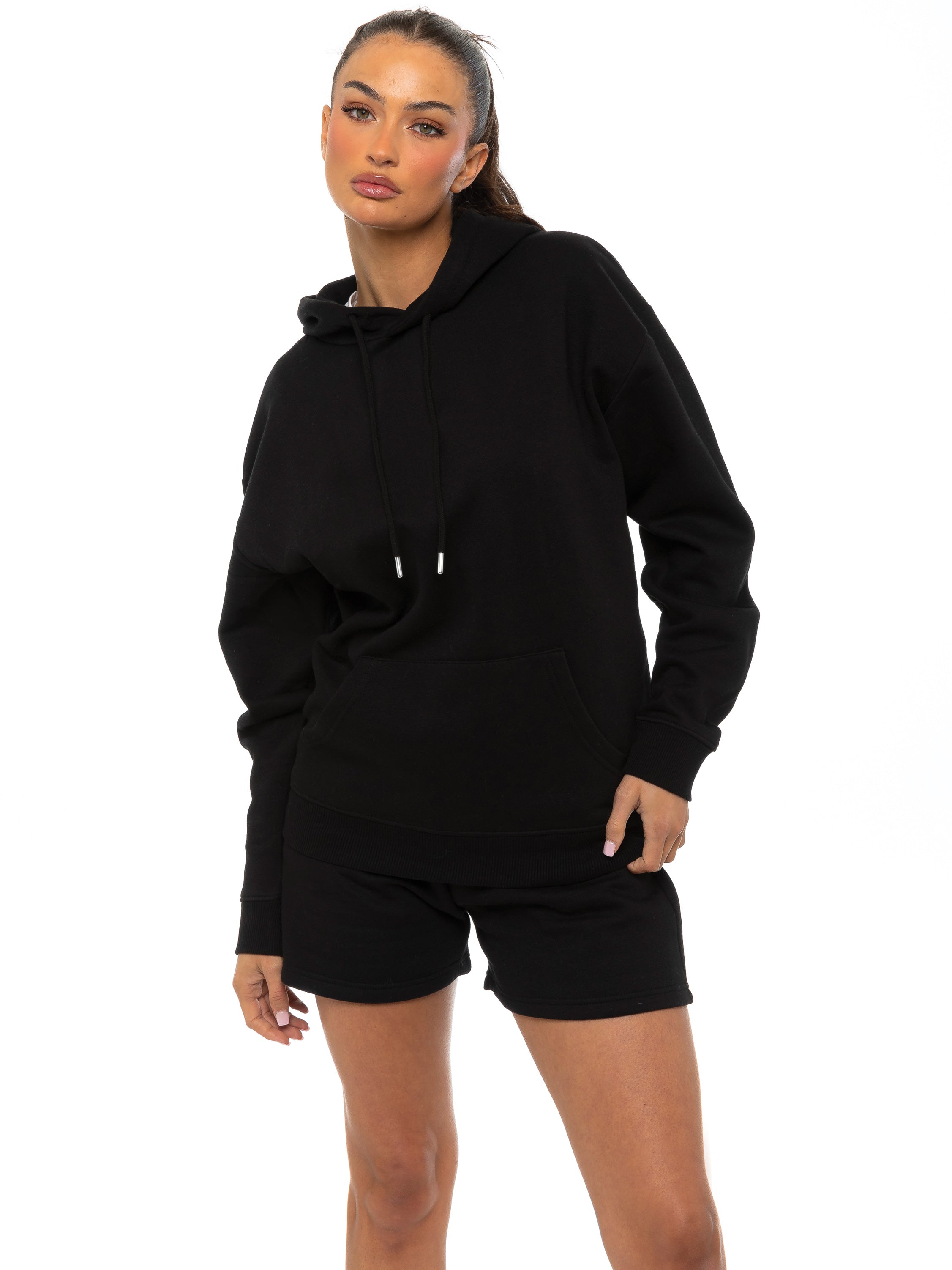 Enzo | Womens Oversized Pullover Hoodie Tracksuit Set With Shorts