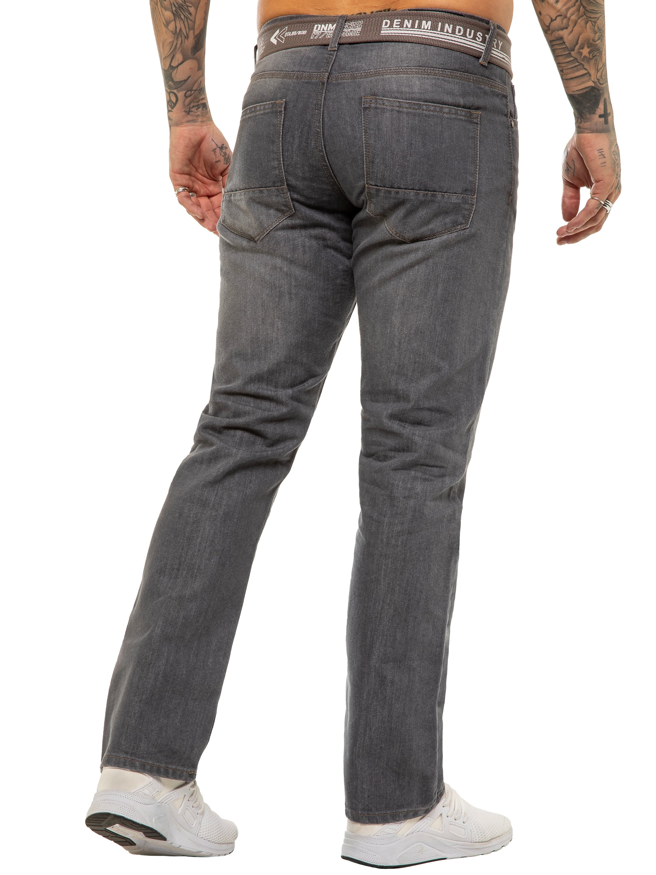 Enzo | Mens Designer Regular Straight Fit Denim Jeans Designer Menswear