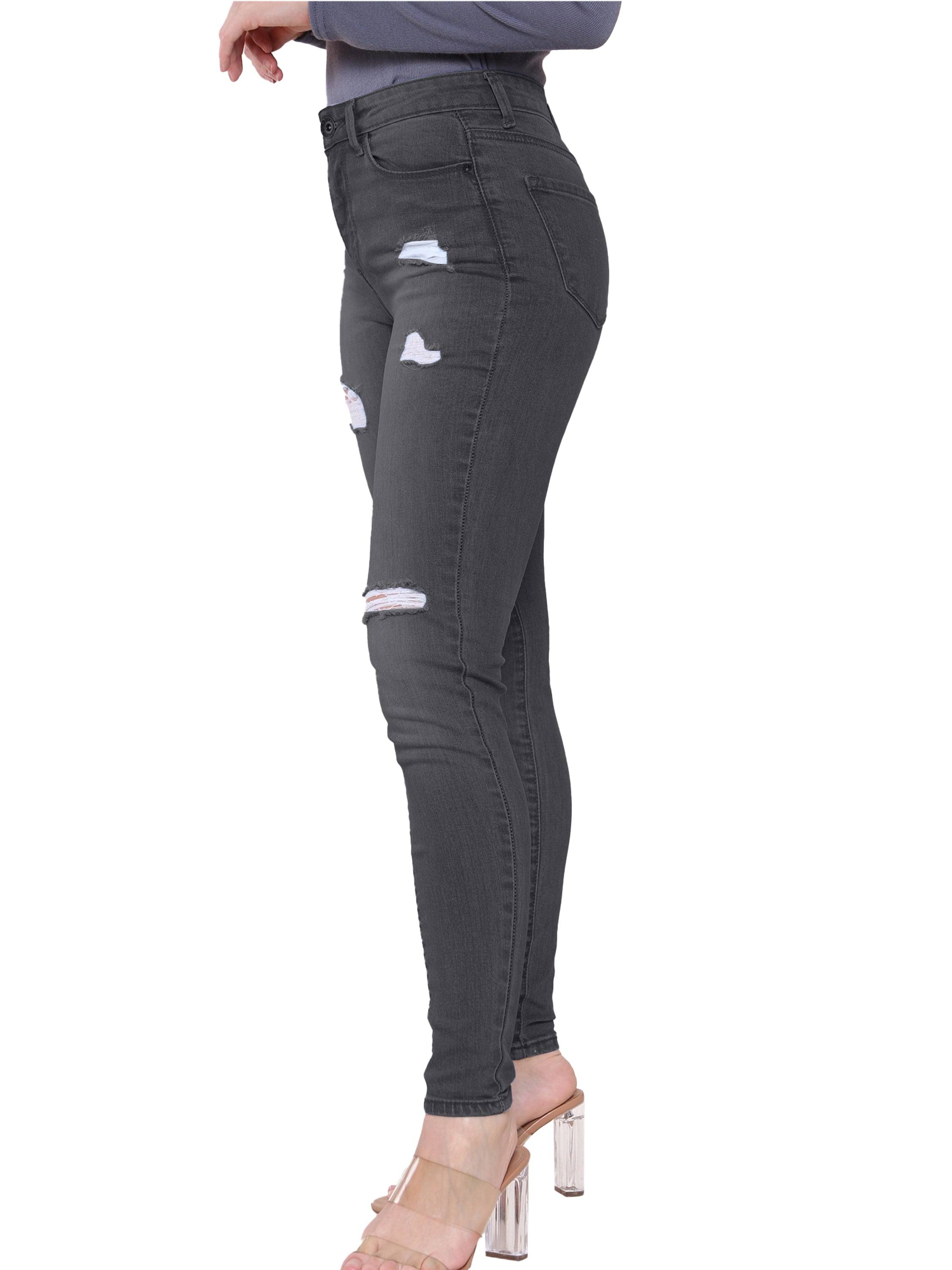 Enzo Designer | Womens Skinny Stretch Ripped Denim Jeans