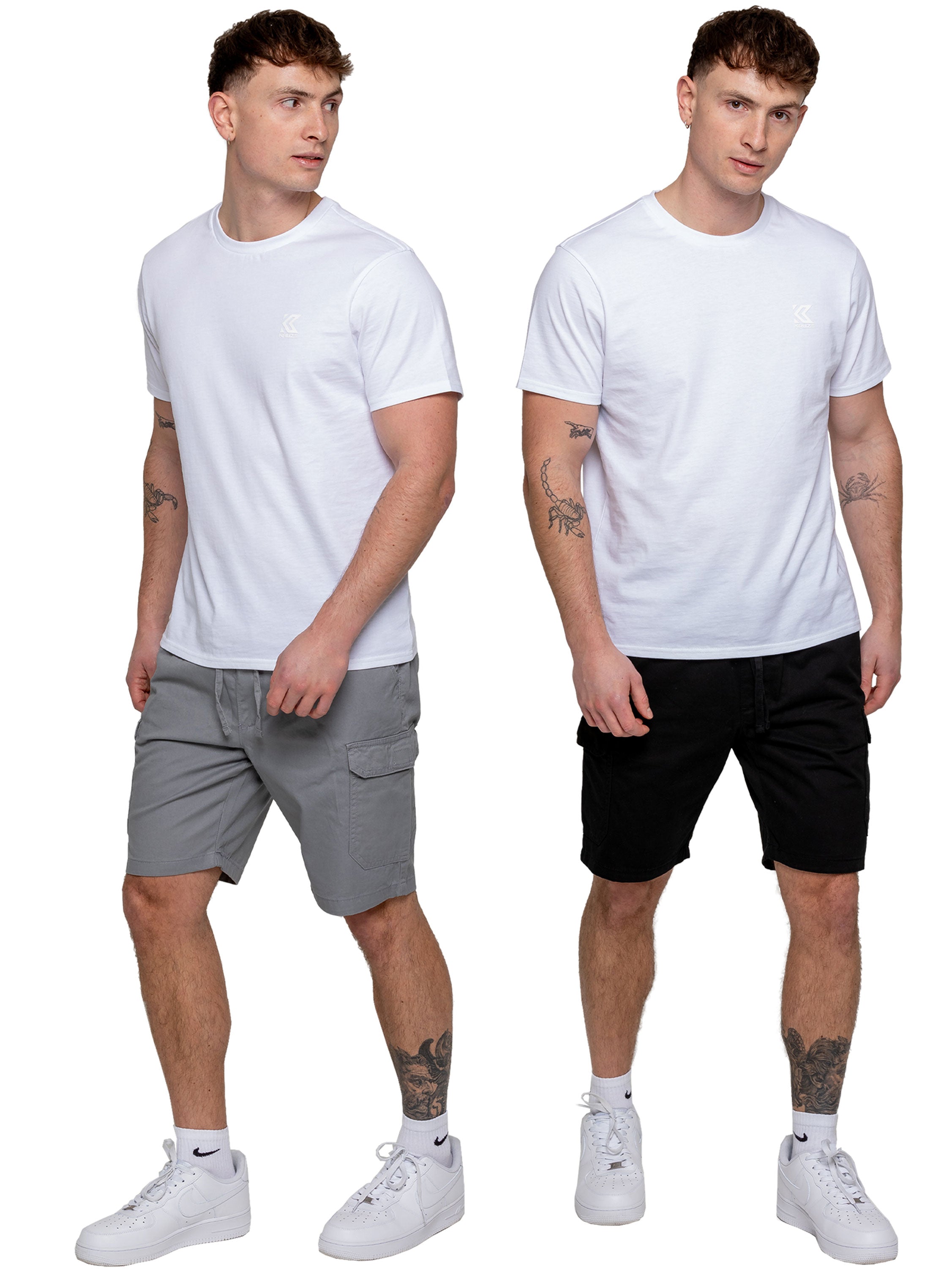 Kruze | Mens Cargo Chino Shorts 2 Pack