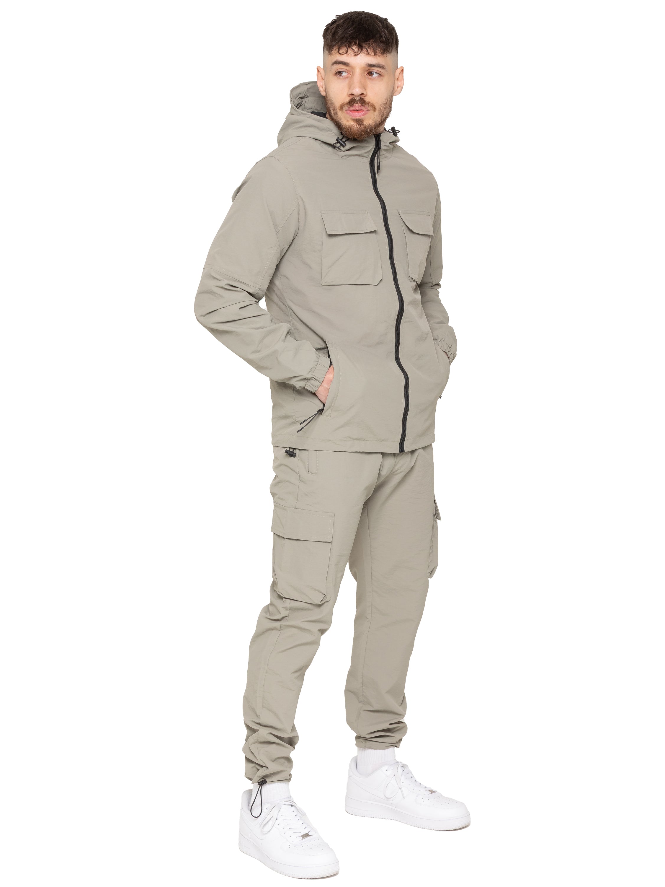 Enzo Milano | Mens Poly Cargo Tracksuit Set
