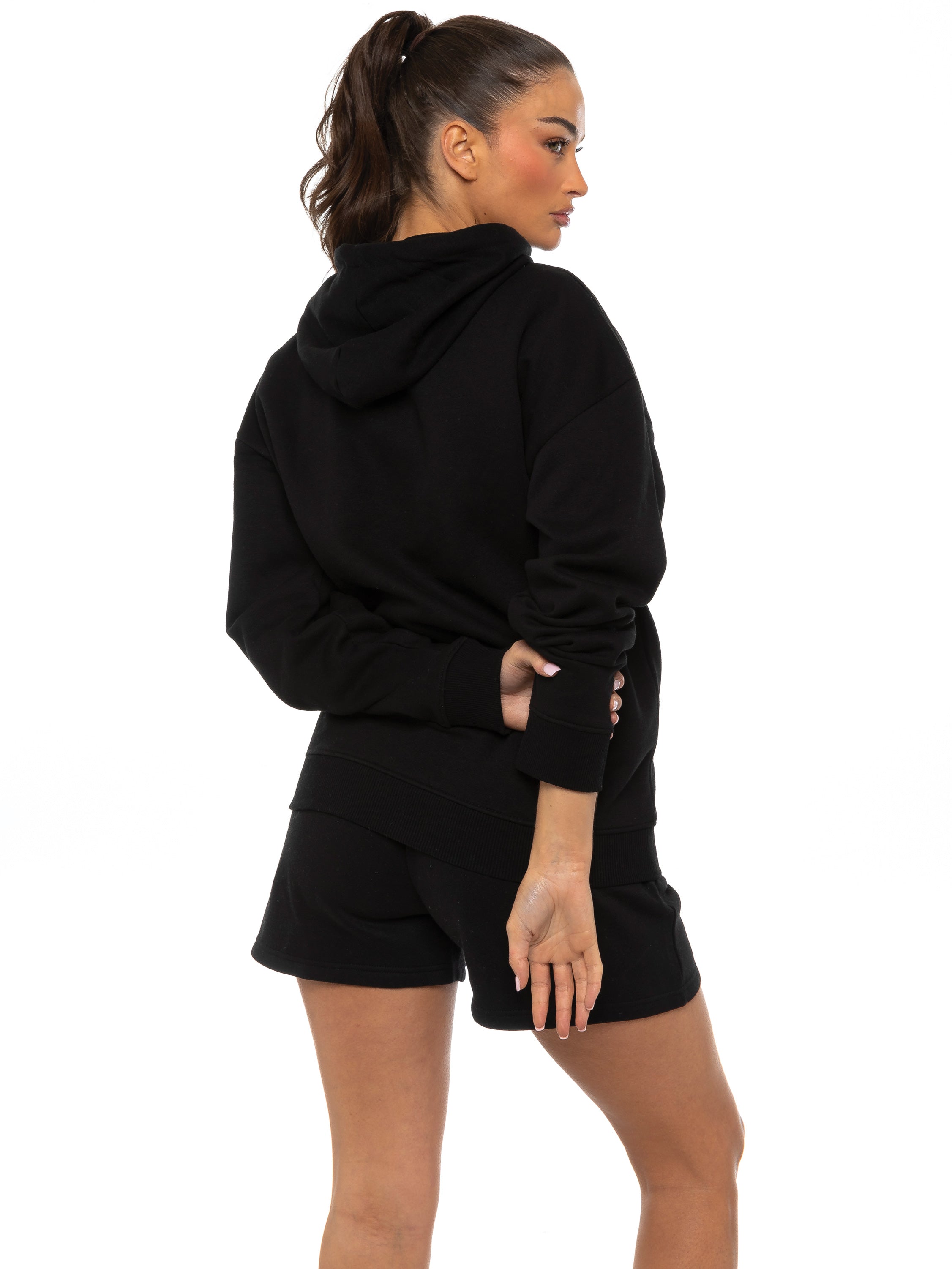 Enzo | Womens Oversized Pullover Hoodie Tracksuit Set With Shorts