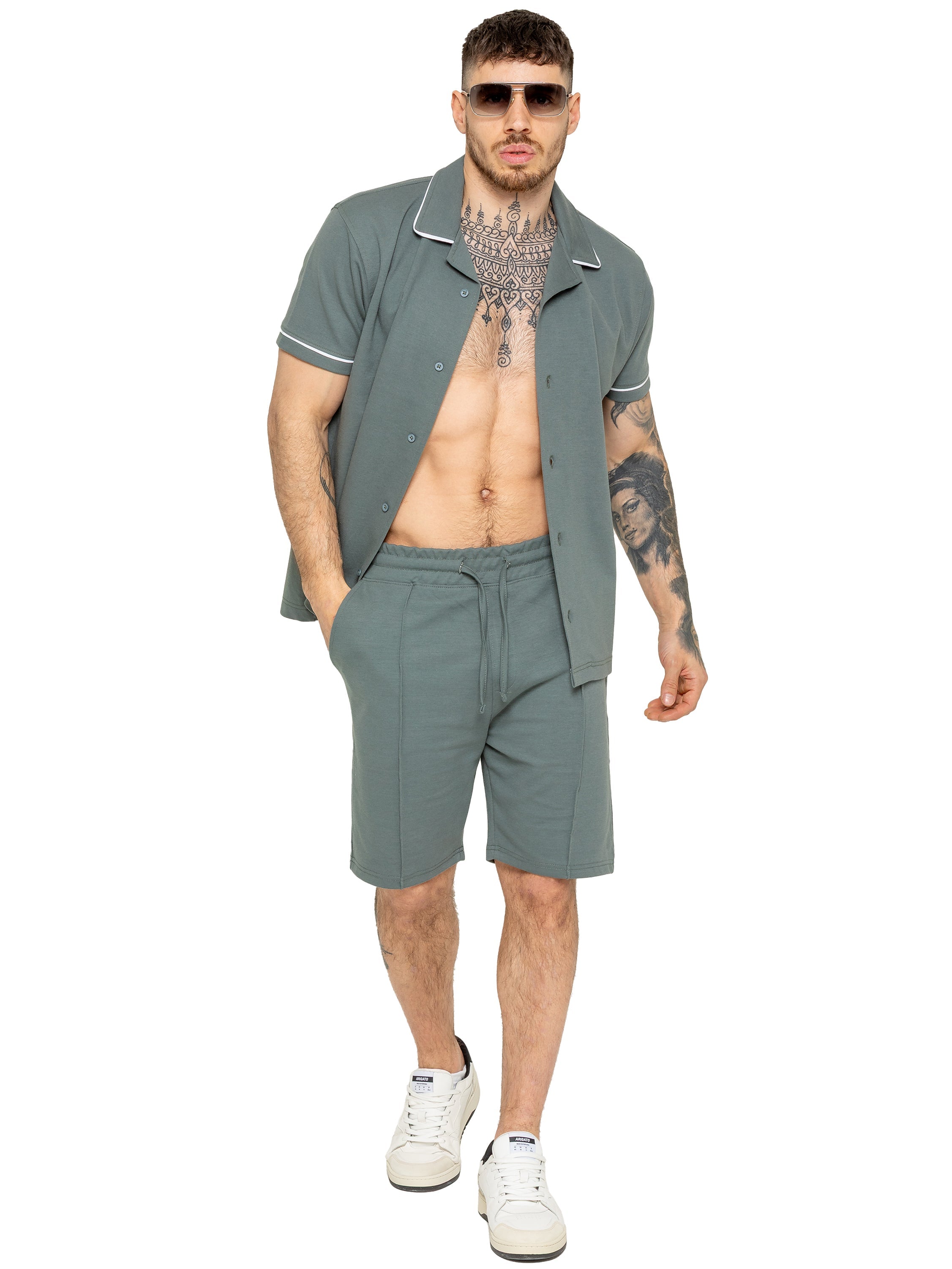 Enzo | Mens Short Sleeve Piping Shirt