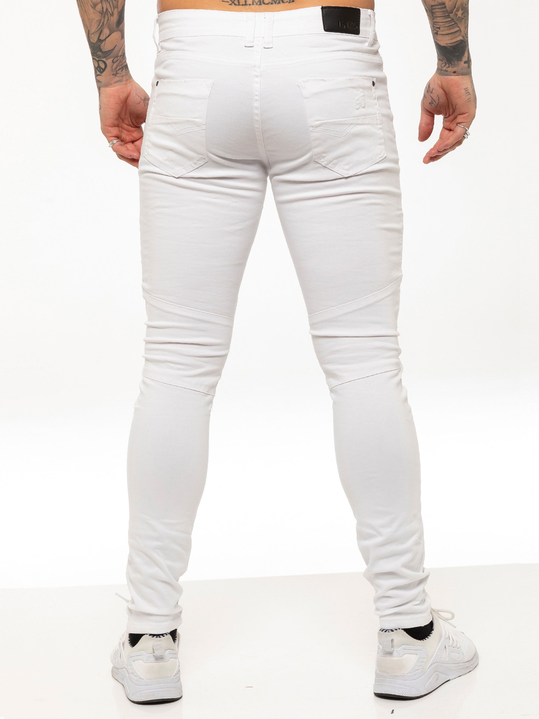 Mens Super Skinny Stretch Biker Denim Jeans | Enzo Designer Menswear