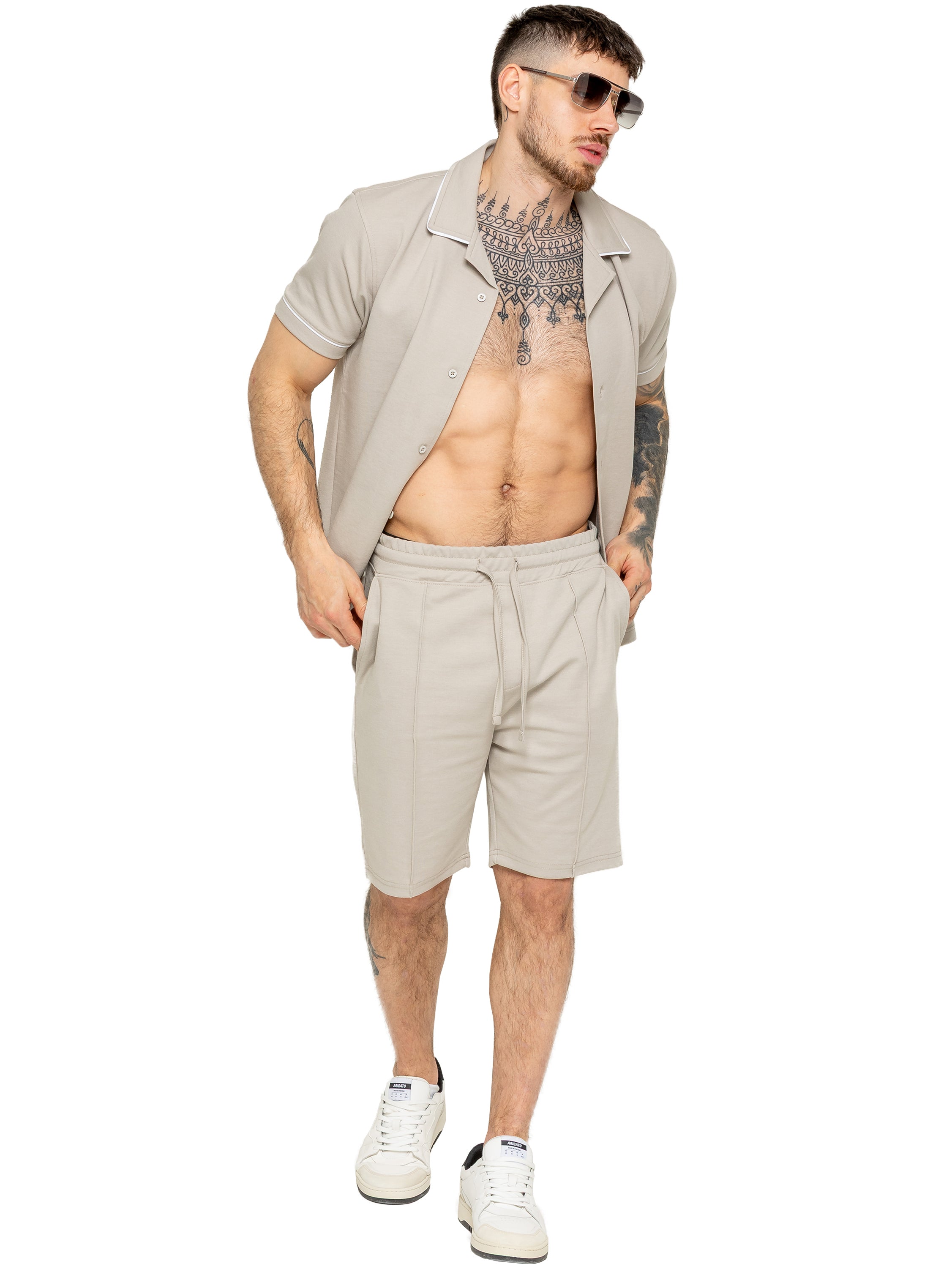 Enzo | Mens Short Sleeve Piping Shirt