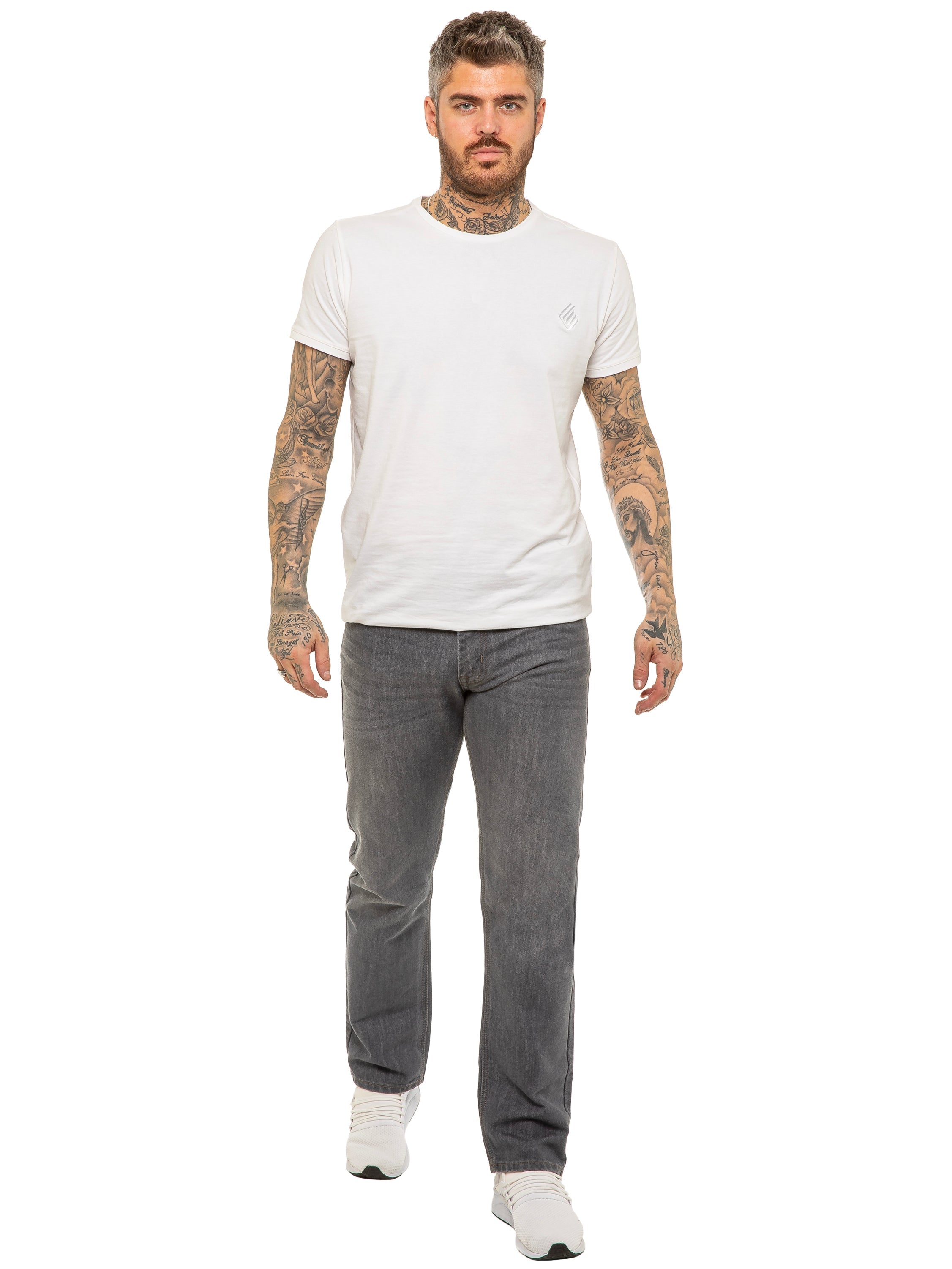 Enzo | Mens Designer Regular Straight Fit Denim Jeans Designer Menswear