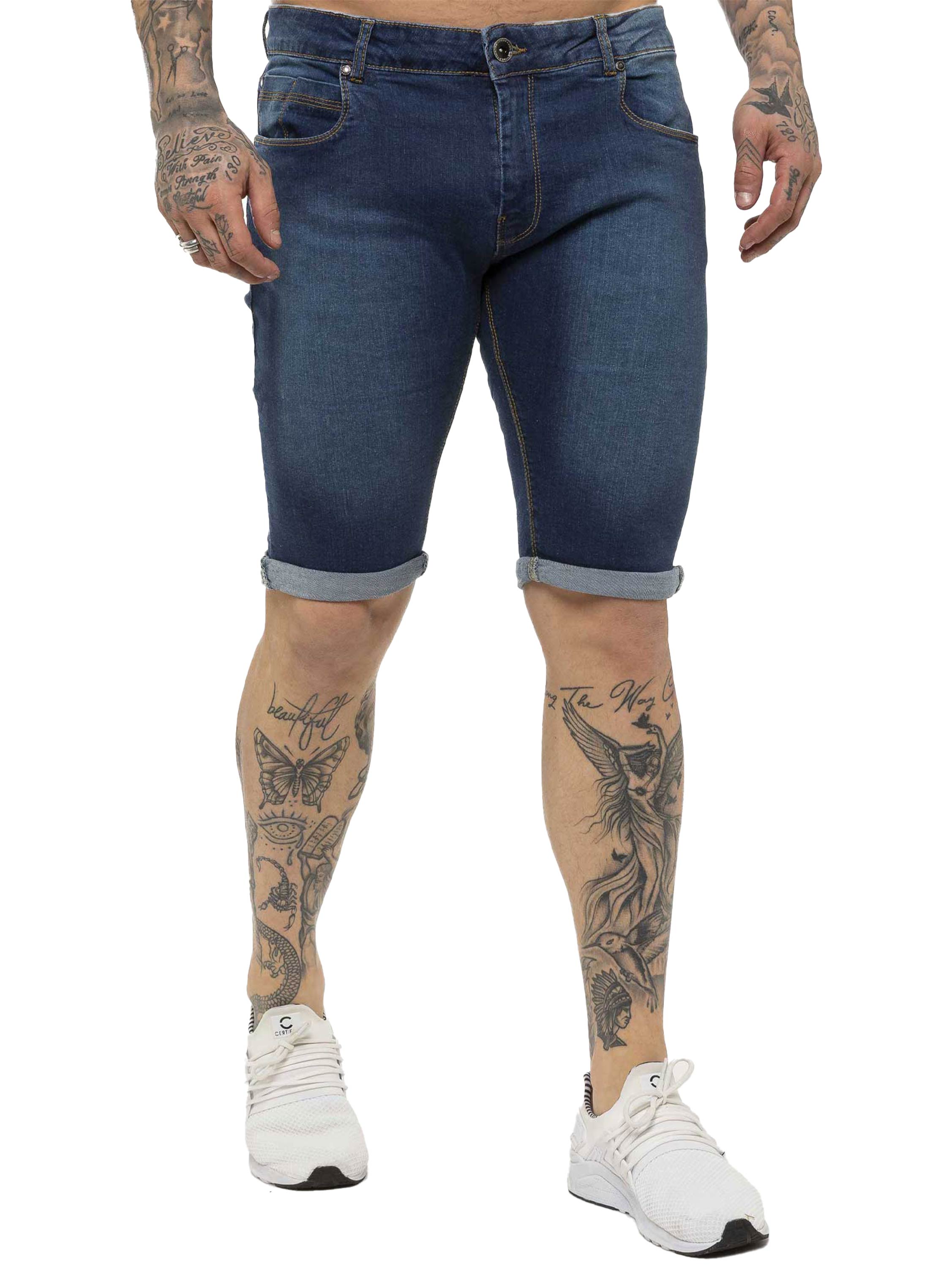 Kruze | Mens Denim Skinny Stretch Shorts