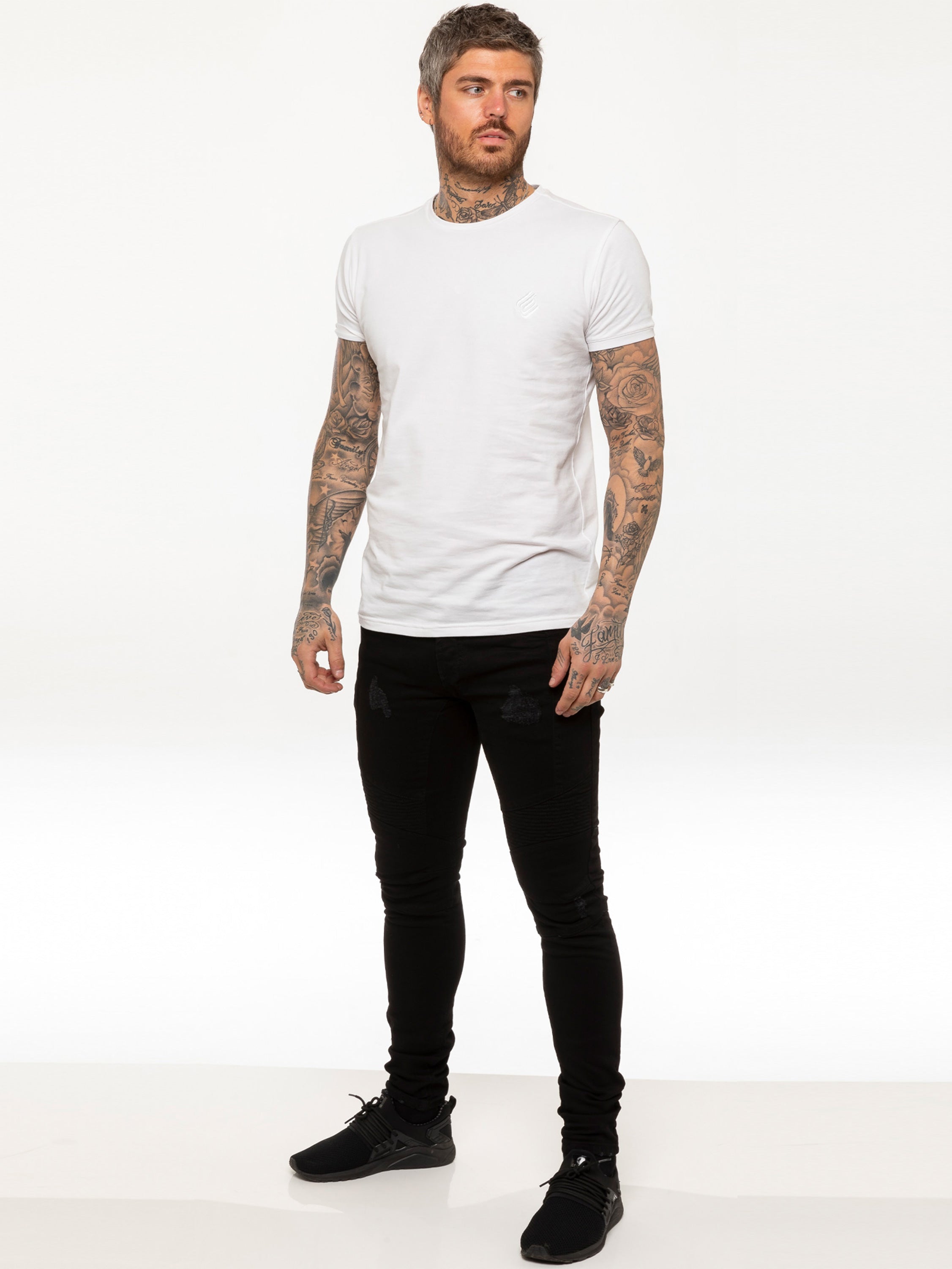 Mens Super Skinny Stretch Biker Denim Jeans | Enzo Designer Menswear