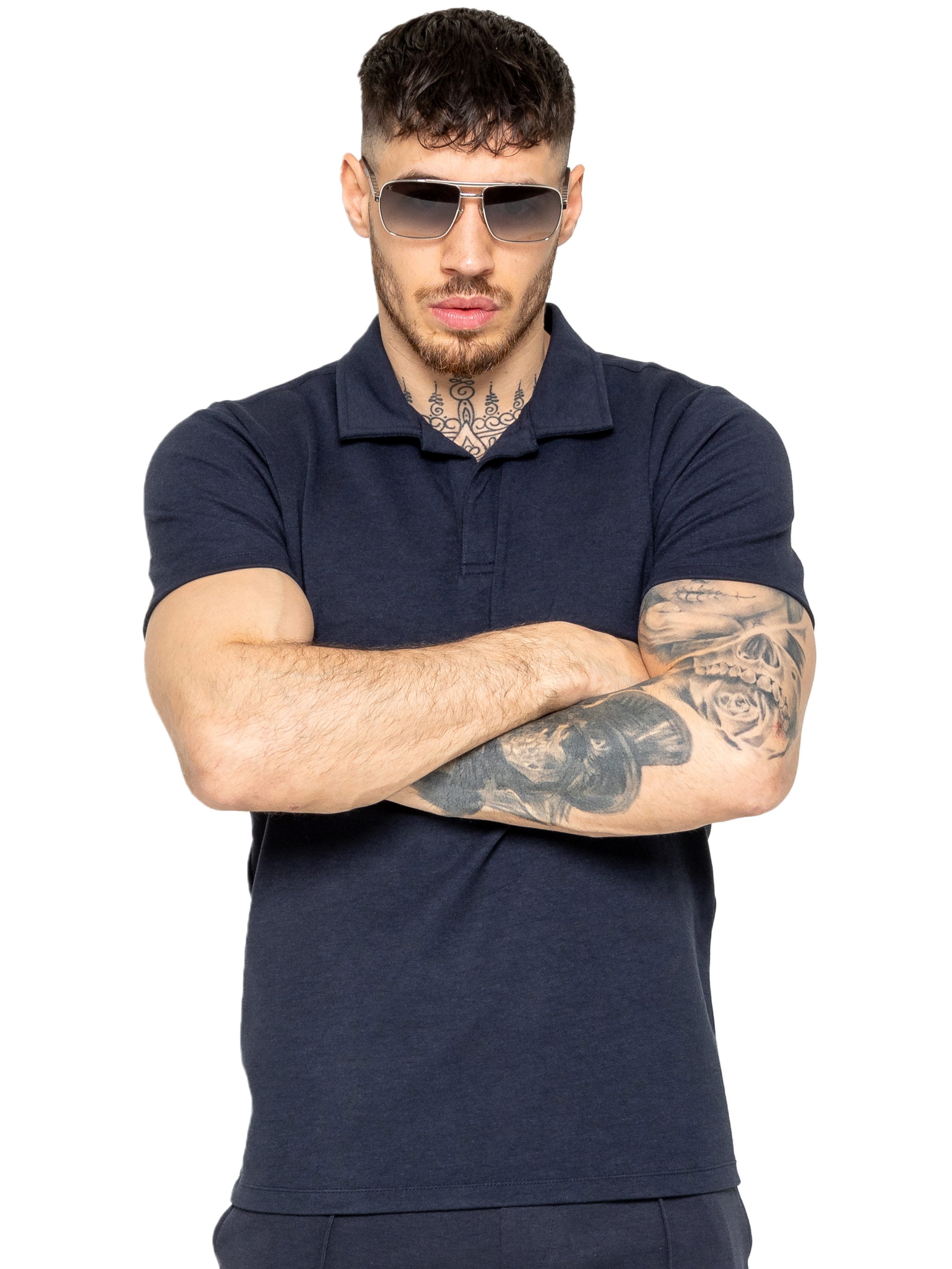Enzo | Mens Open Collar Polo Shirt