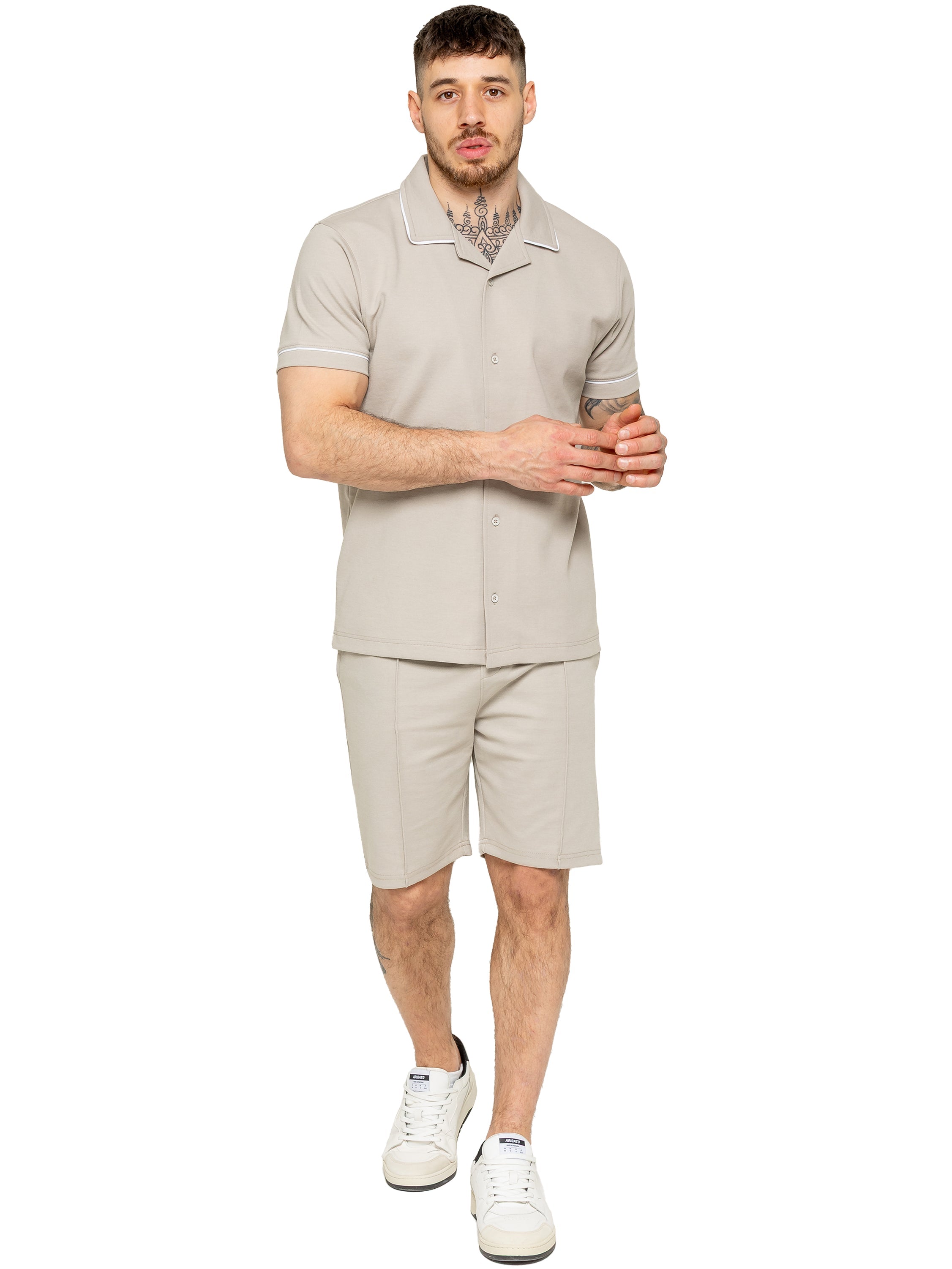 Enzo | Mens Short Sleeve Piping Shirt