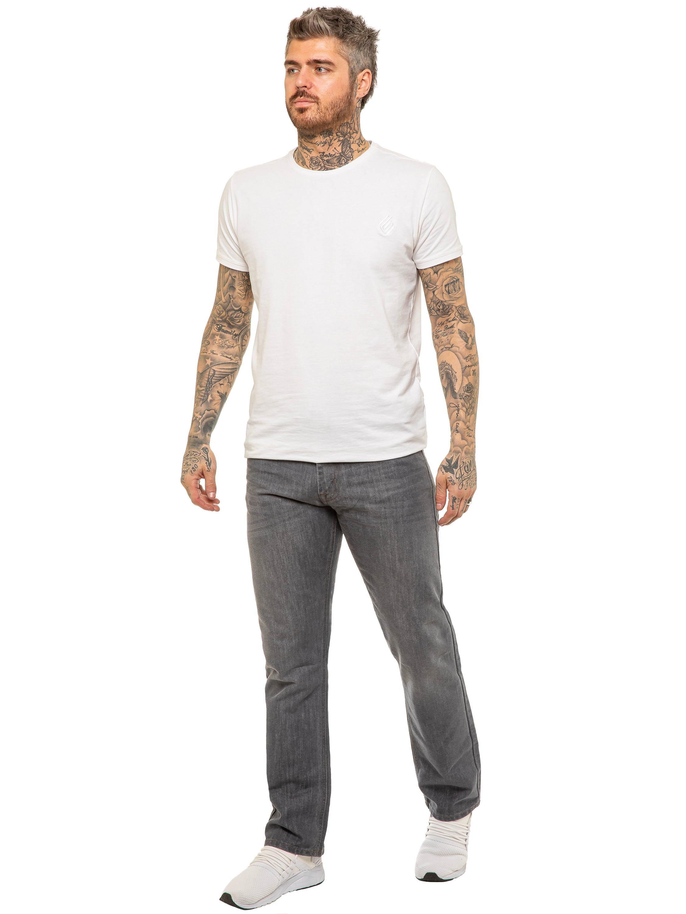 Enzo | Mens Designer Regular Straight Fit Denim Jeans Designer Menswear