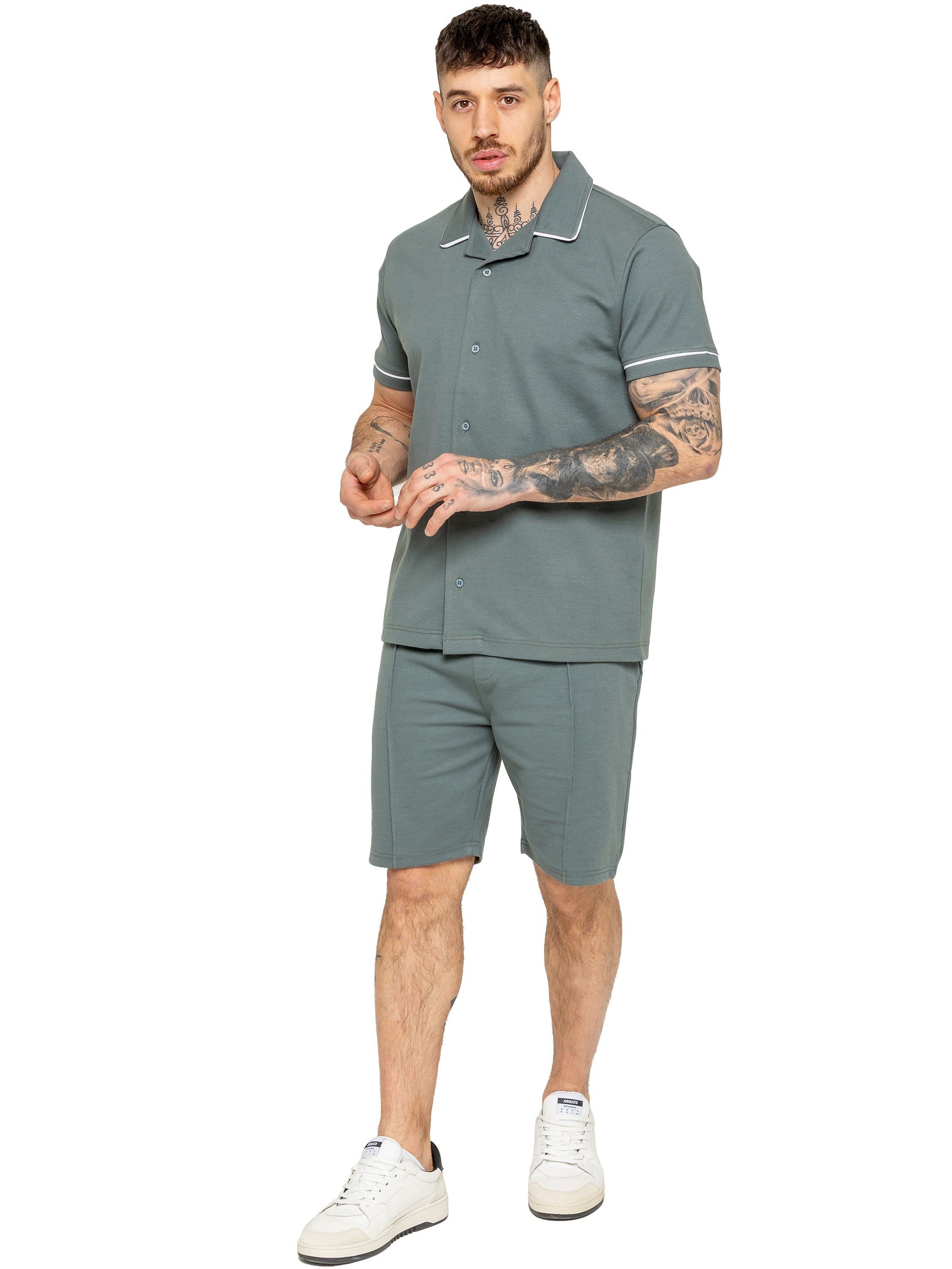 Enzo | Mens Short Sleeve Piping Shirt