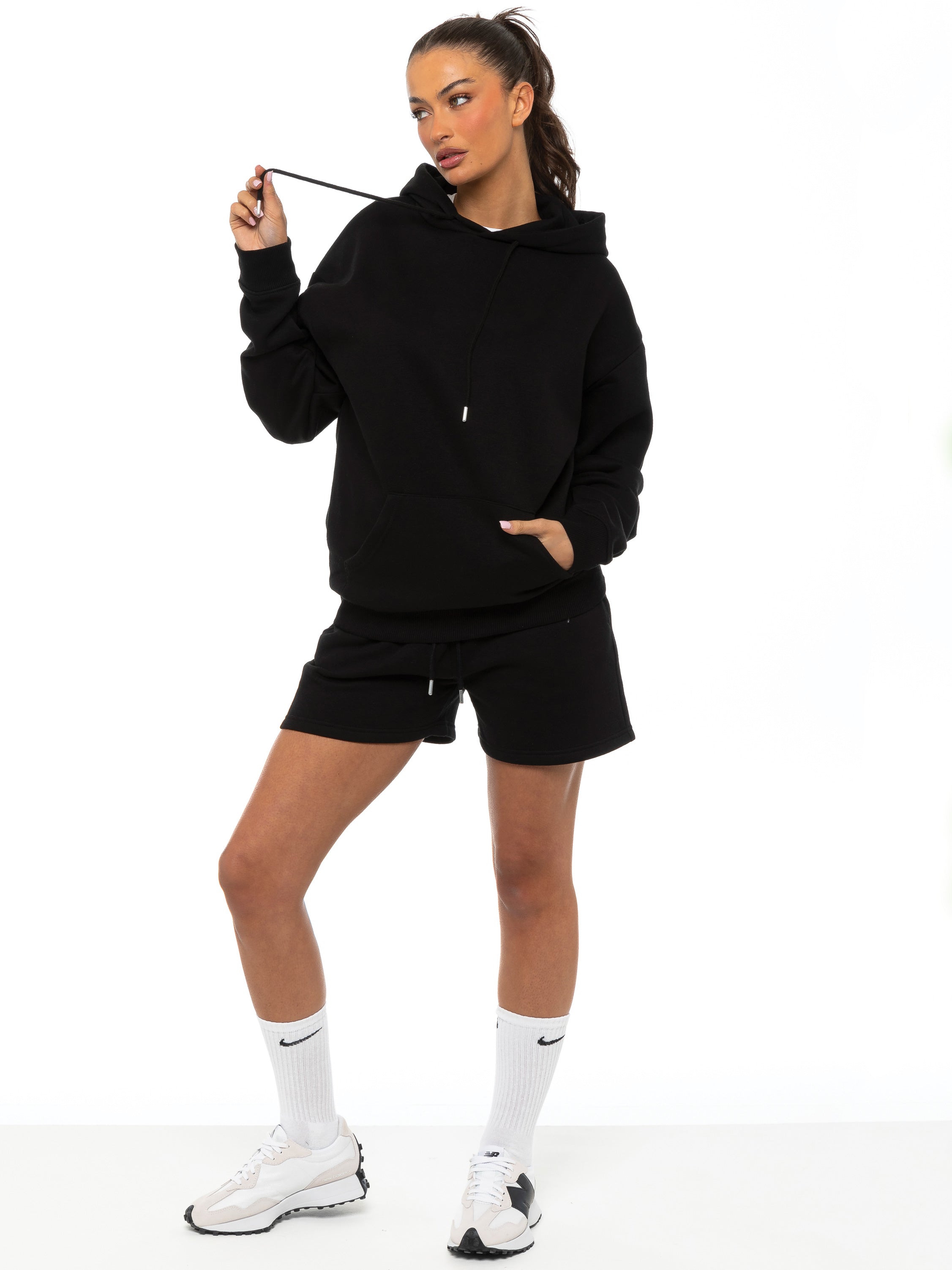 Enzo | Womens Oversized Pullover Hoodie Tracksuit Set With Shorts