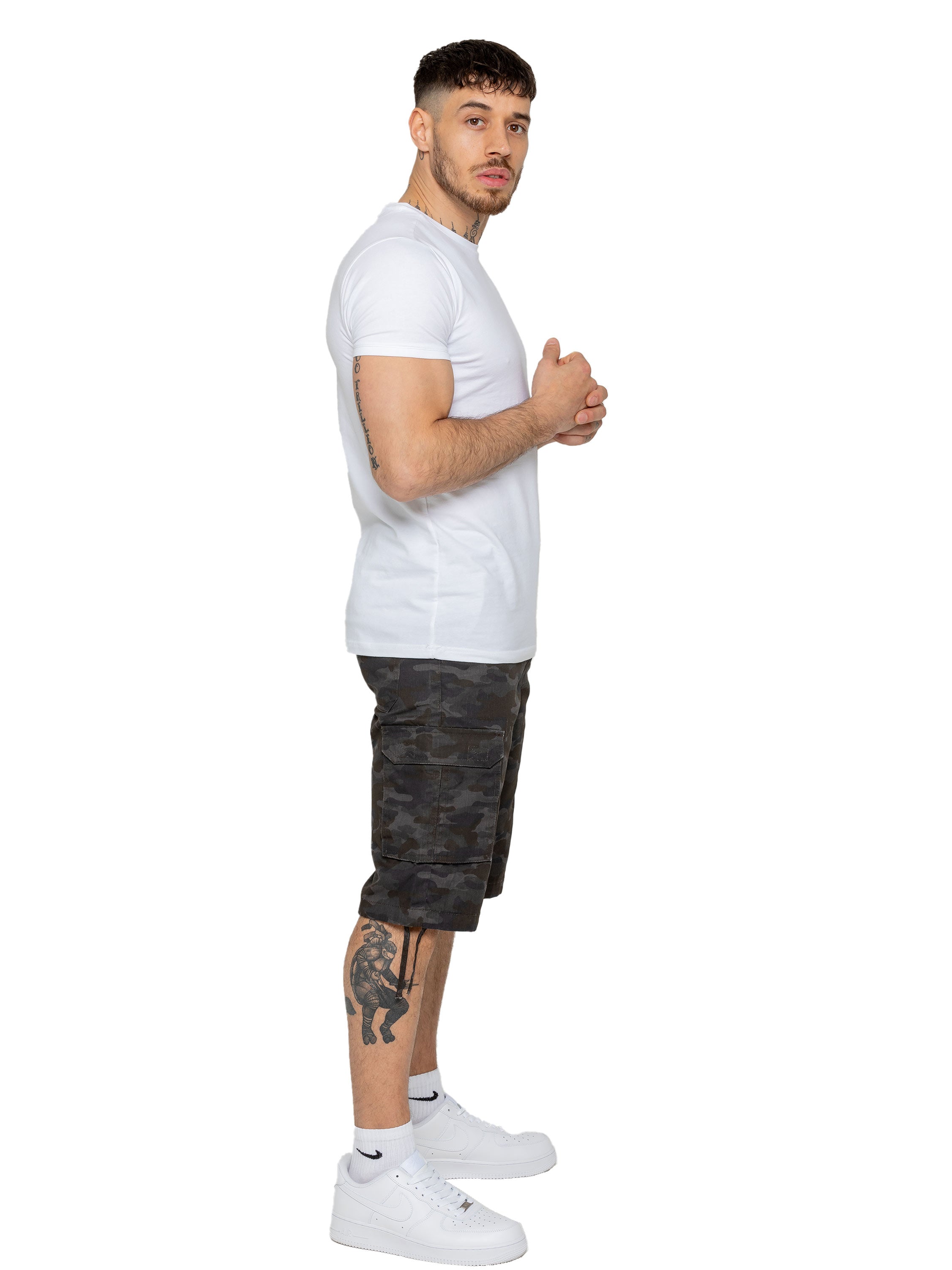 Enzo | Mens Cargo Combat Camo Shorts