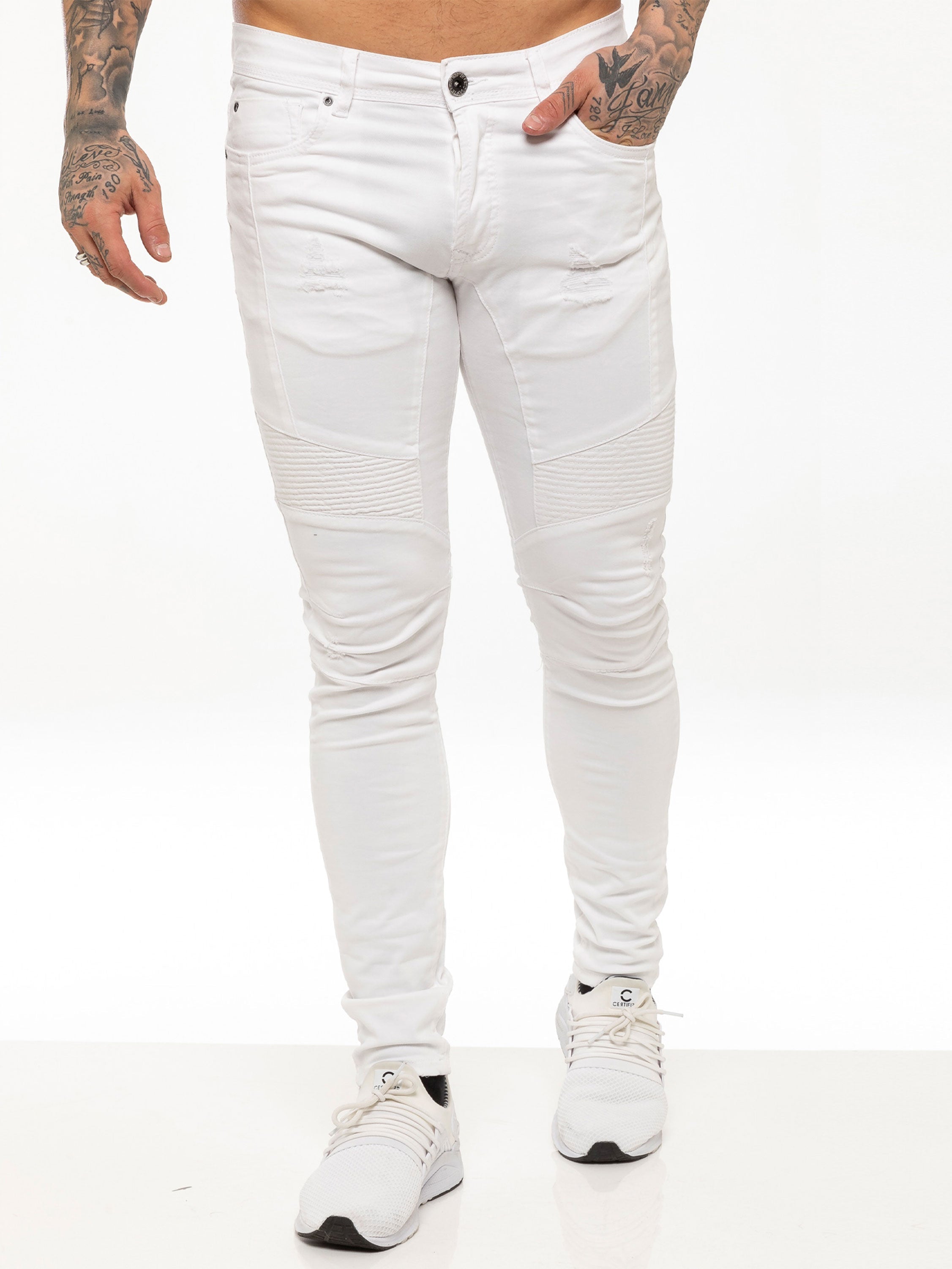 Mens Super Skinny Stretch Biker Denim Jeans | Enzo Designer Menswear