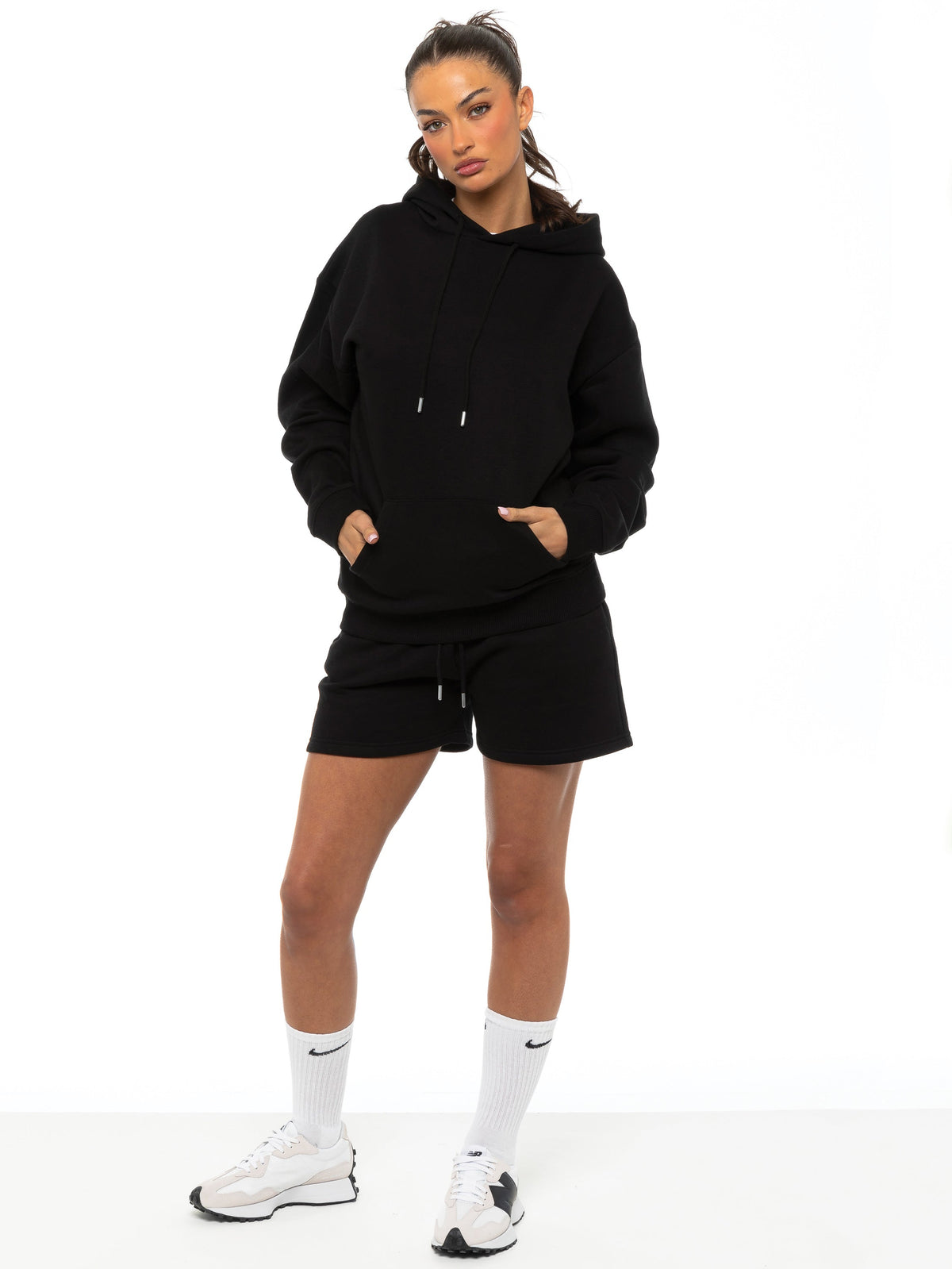 Enzo | Womens Oversized Pullover Hoodie Tracksuit Set With Shorts