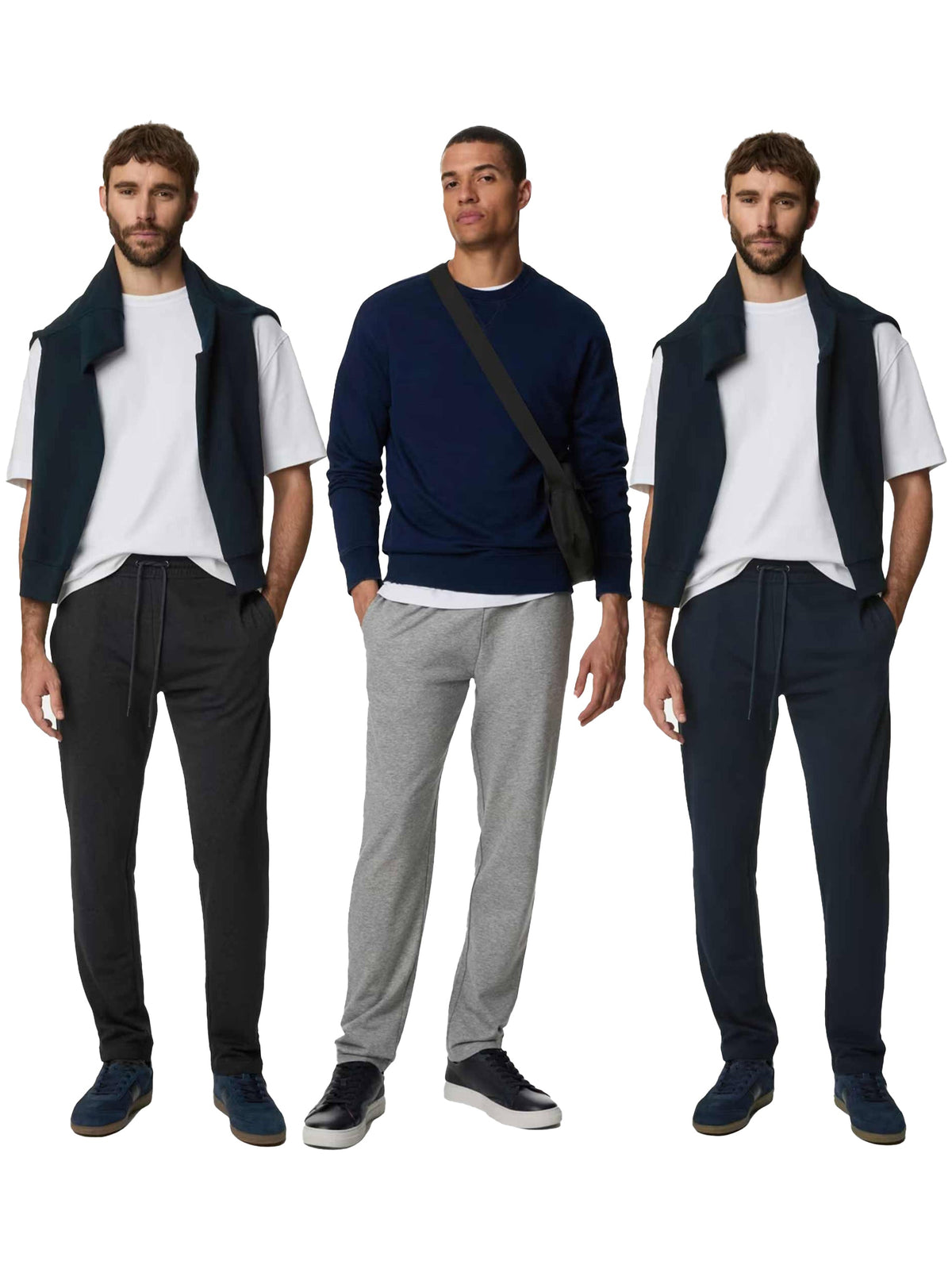 Kruze | Mens Open Hem Joggers - BLK/NVY/GRY (3 Pack)