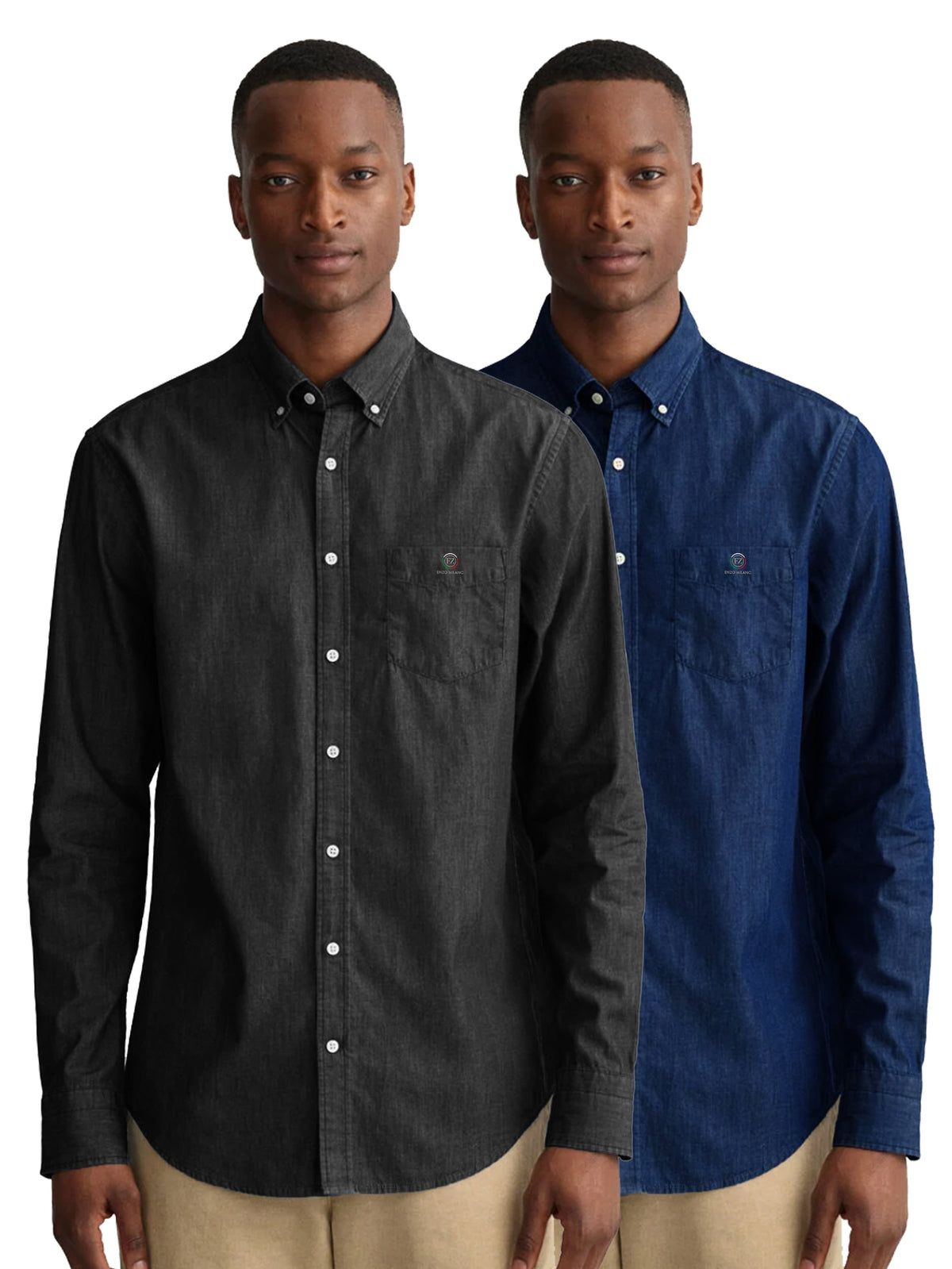 Enzo | Mens Regular Fit Denim Shirt 2 Pack
