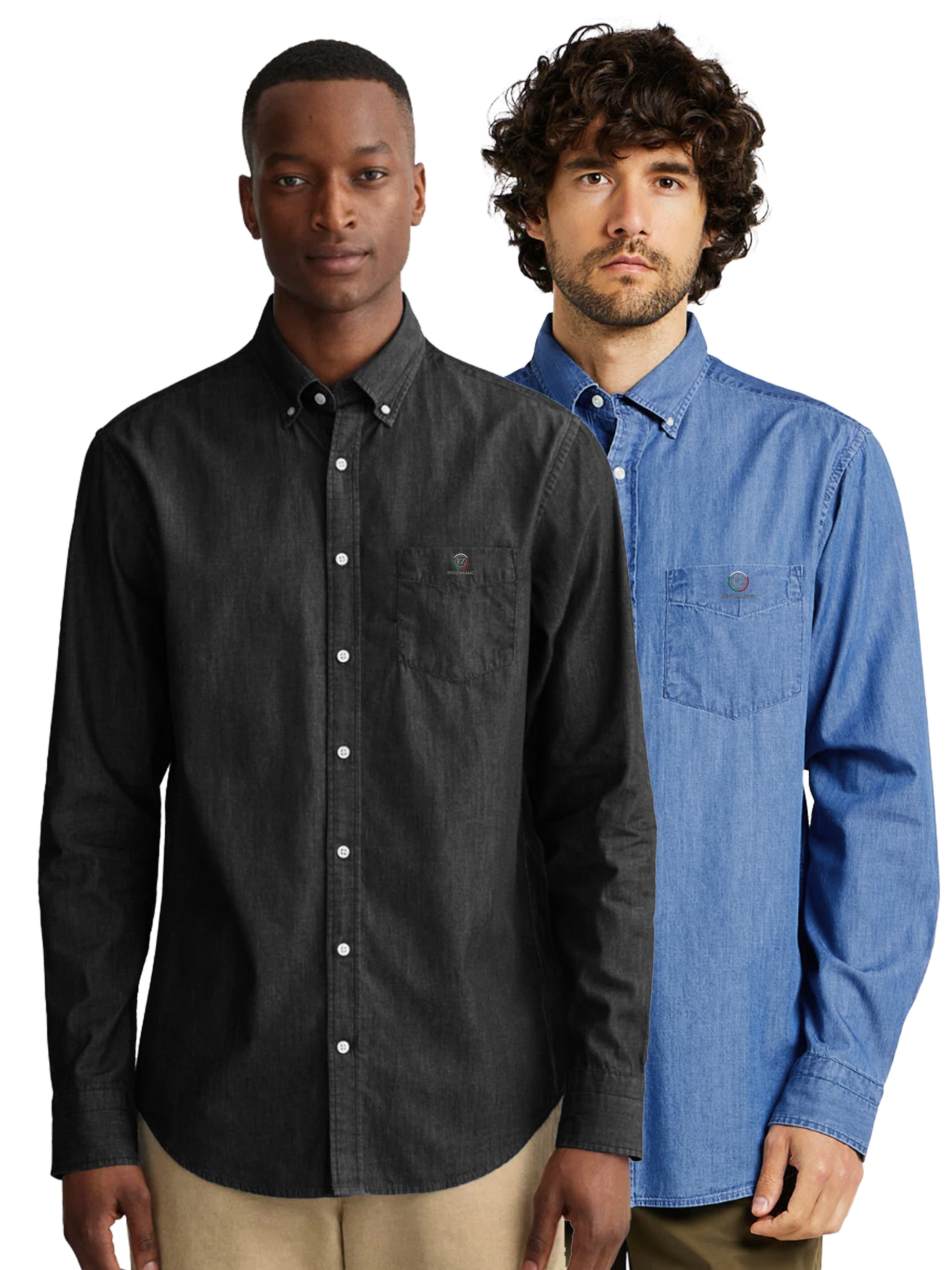 Enzo | Mens Regular Fit Denim Shirt 2 Pack