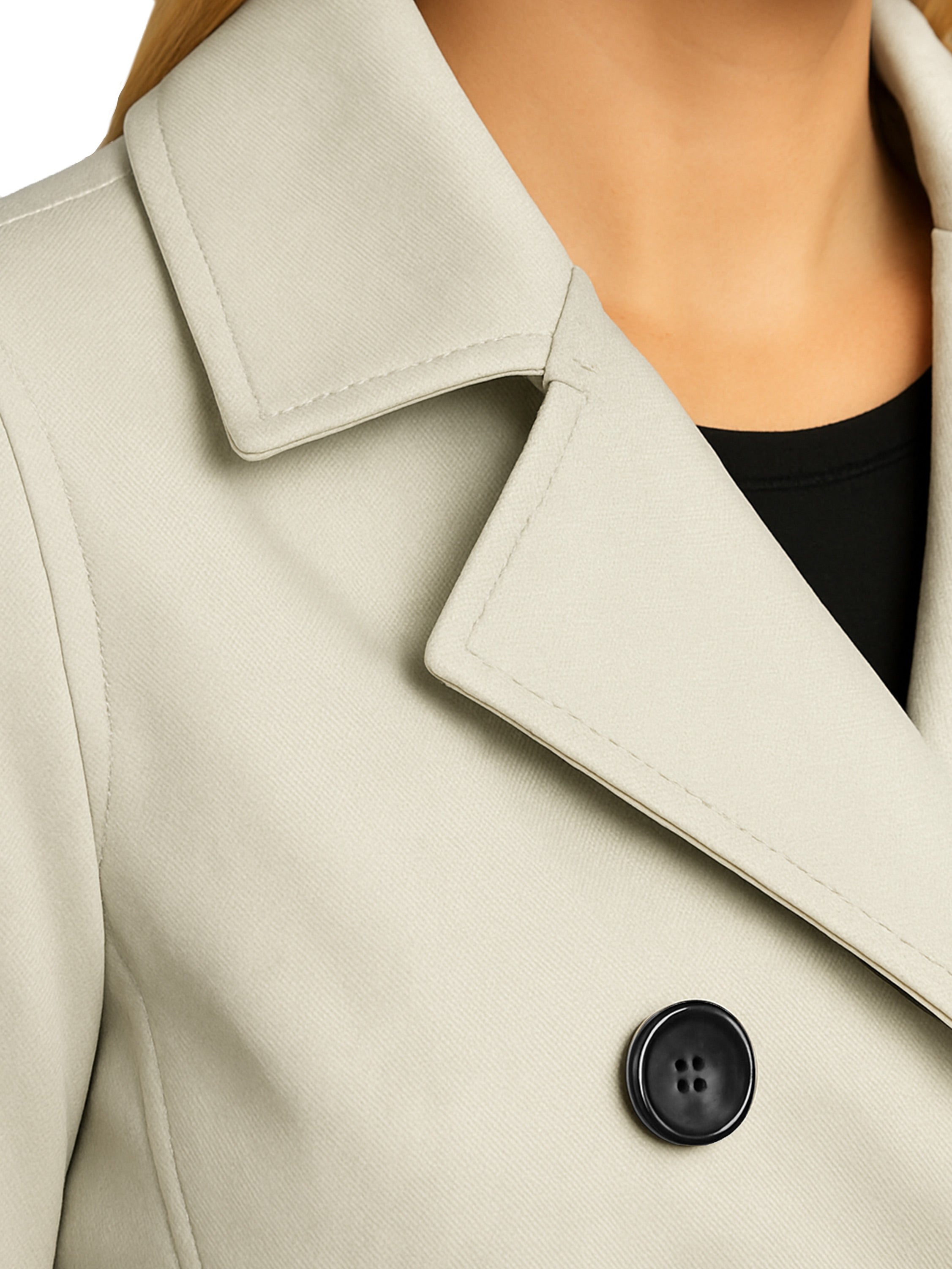 Womens Trench Coat Double Breasted Autumn Winter Long Jacket