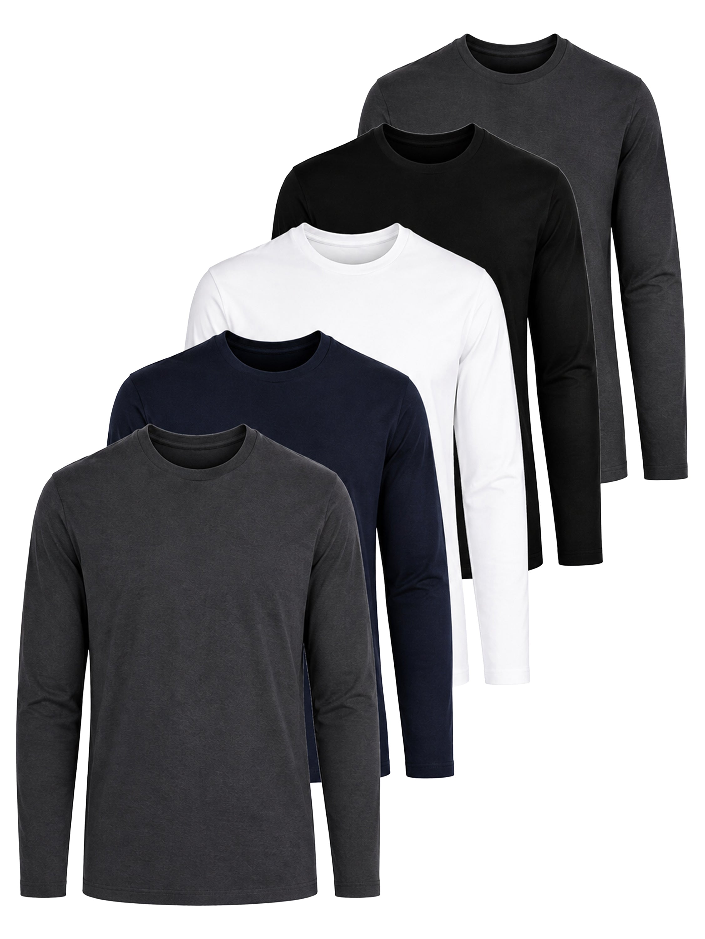 Kruze | Mens Long Sleeve T-Shirts 5 Pack