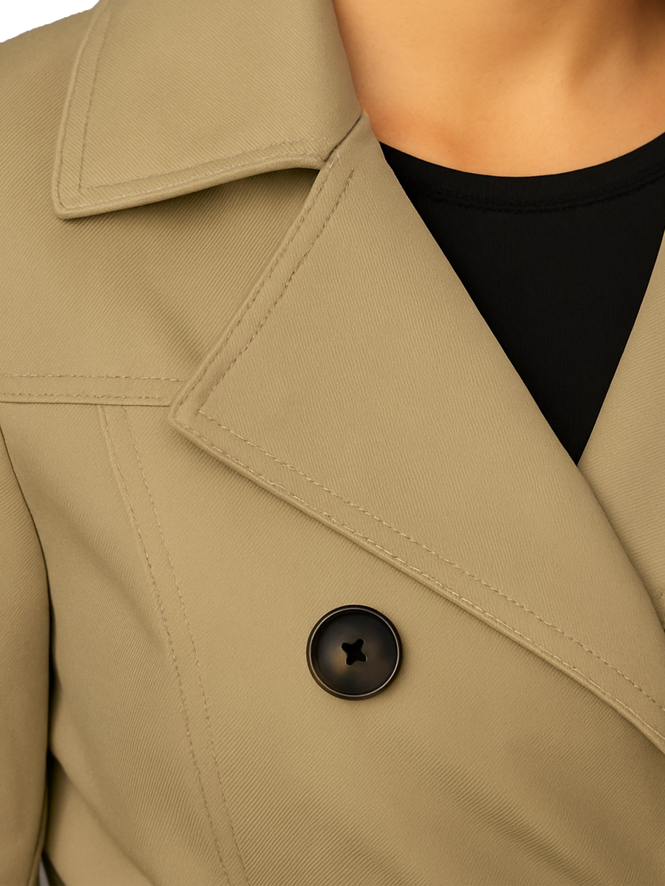 Womens Trench Coat Double Breasted Autumn Winter Long Jacket