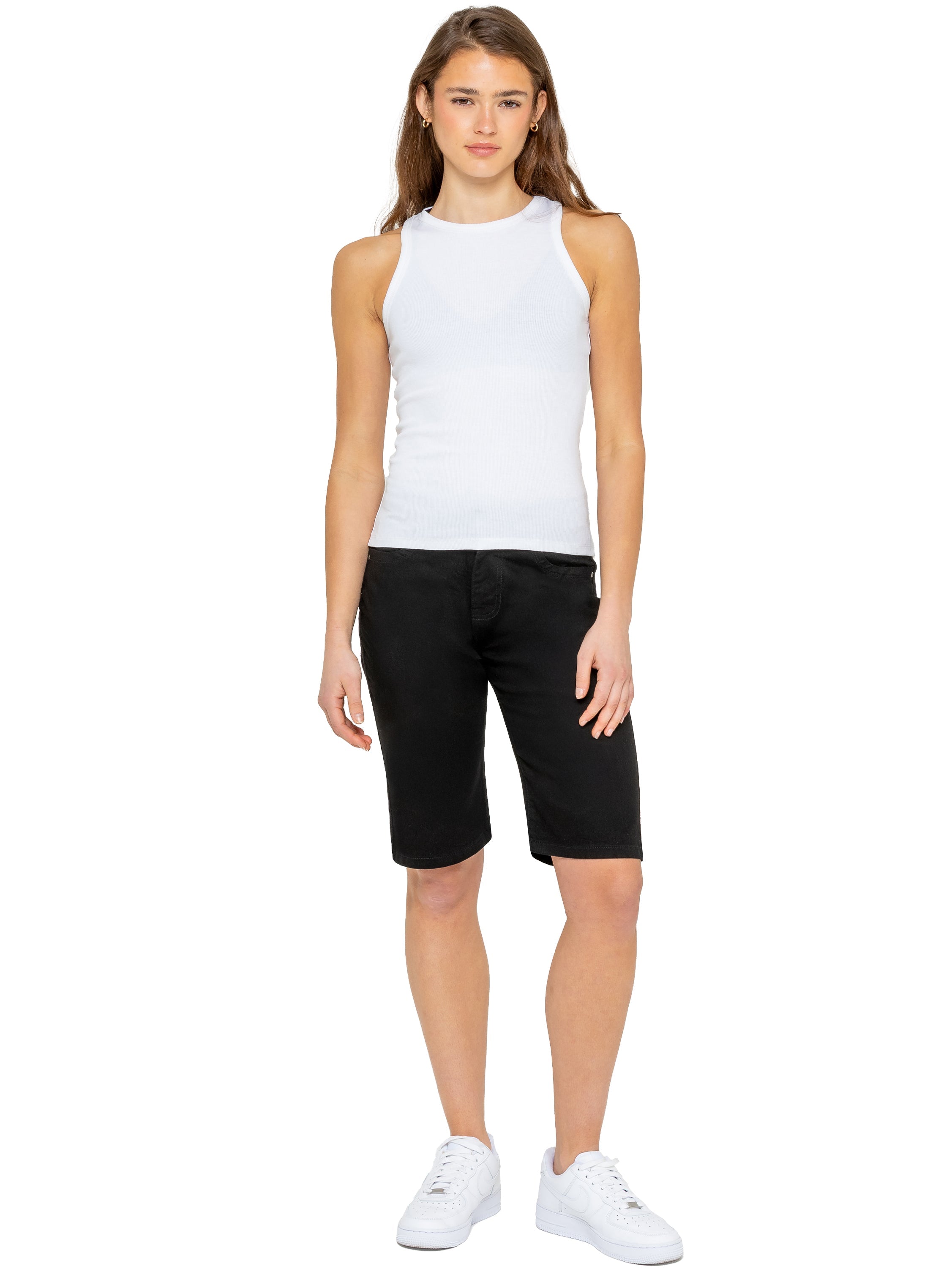 Enzo | Womens Long Denim Shorts
