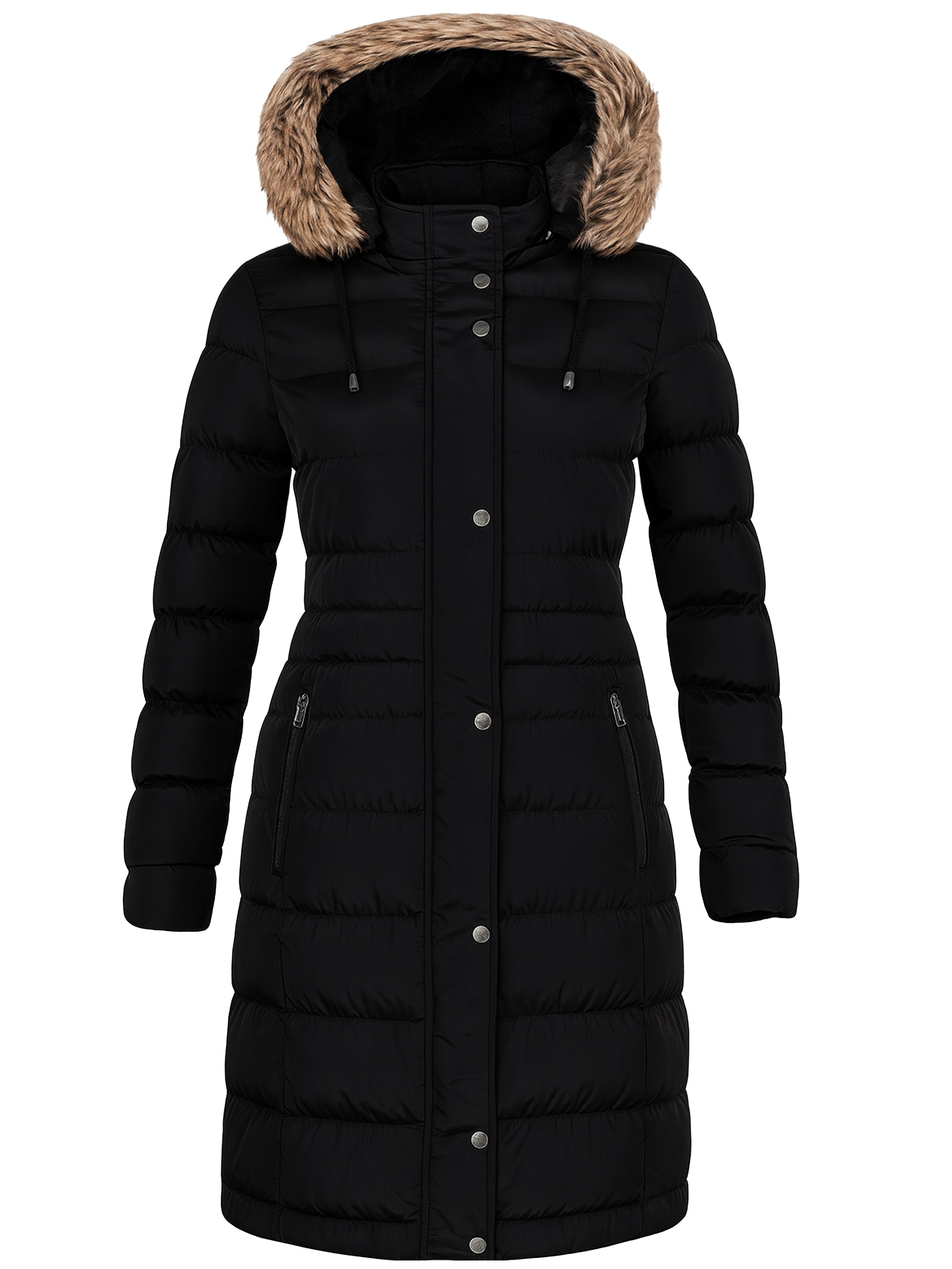 Enzo | Womens Faux Fur Hooded Long Puffer Jacket
