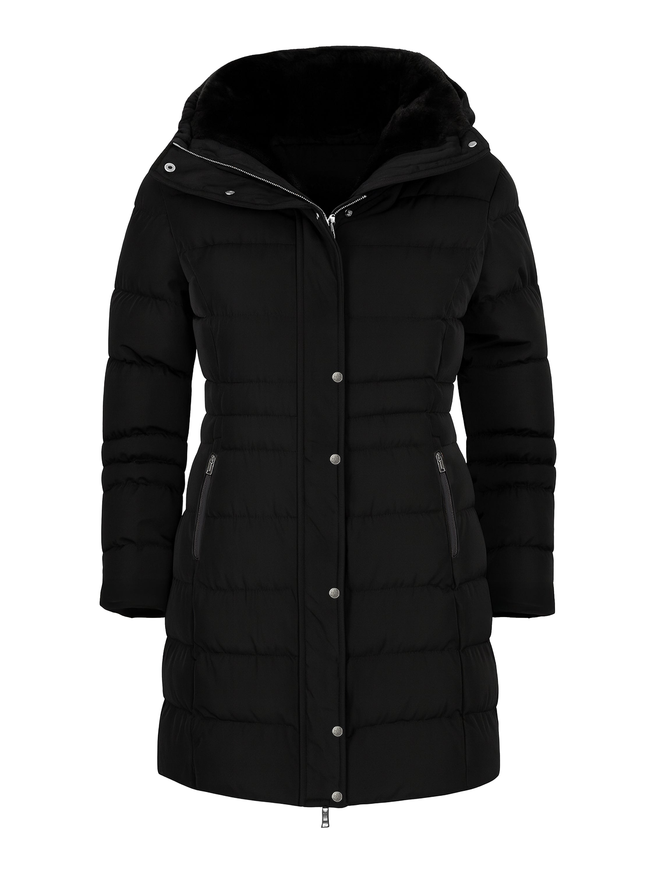 Enzo | Womens Faux Fur Hooded Long Puffer Jacket