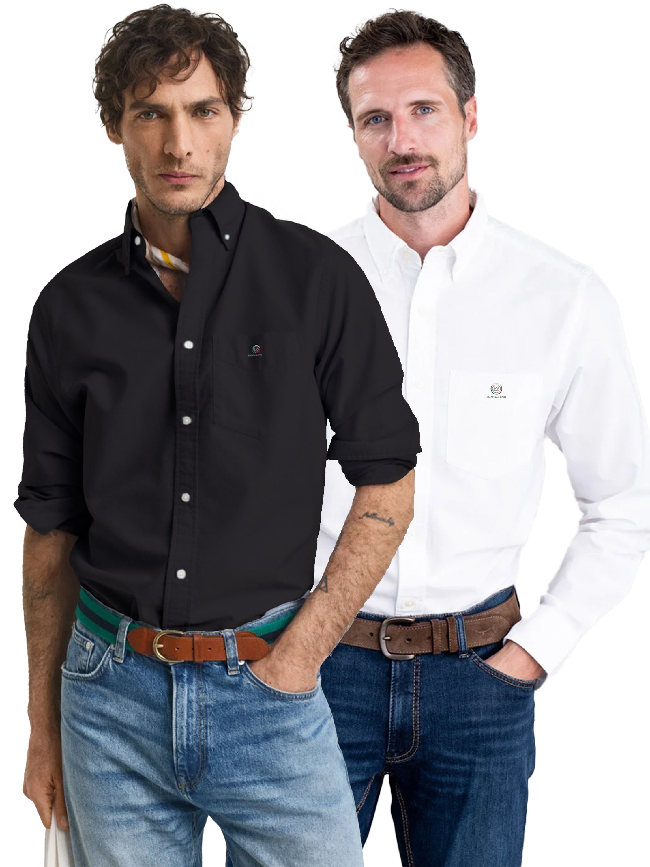Enzo | Mens Regular Fit Oxford Shirt 2 Pack