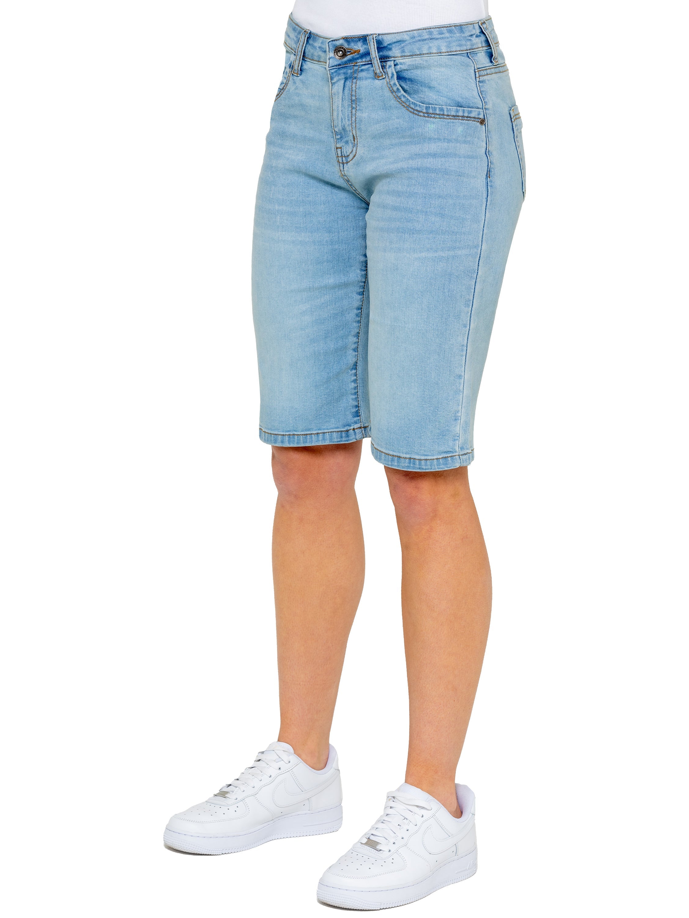 Enzo | Womens Long Denim Shorts