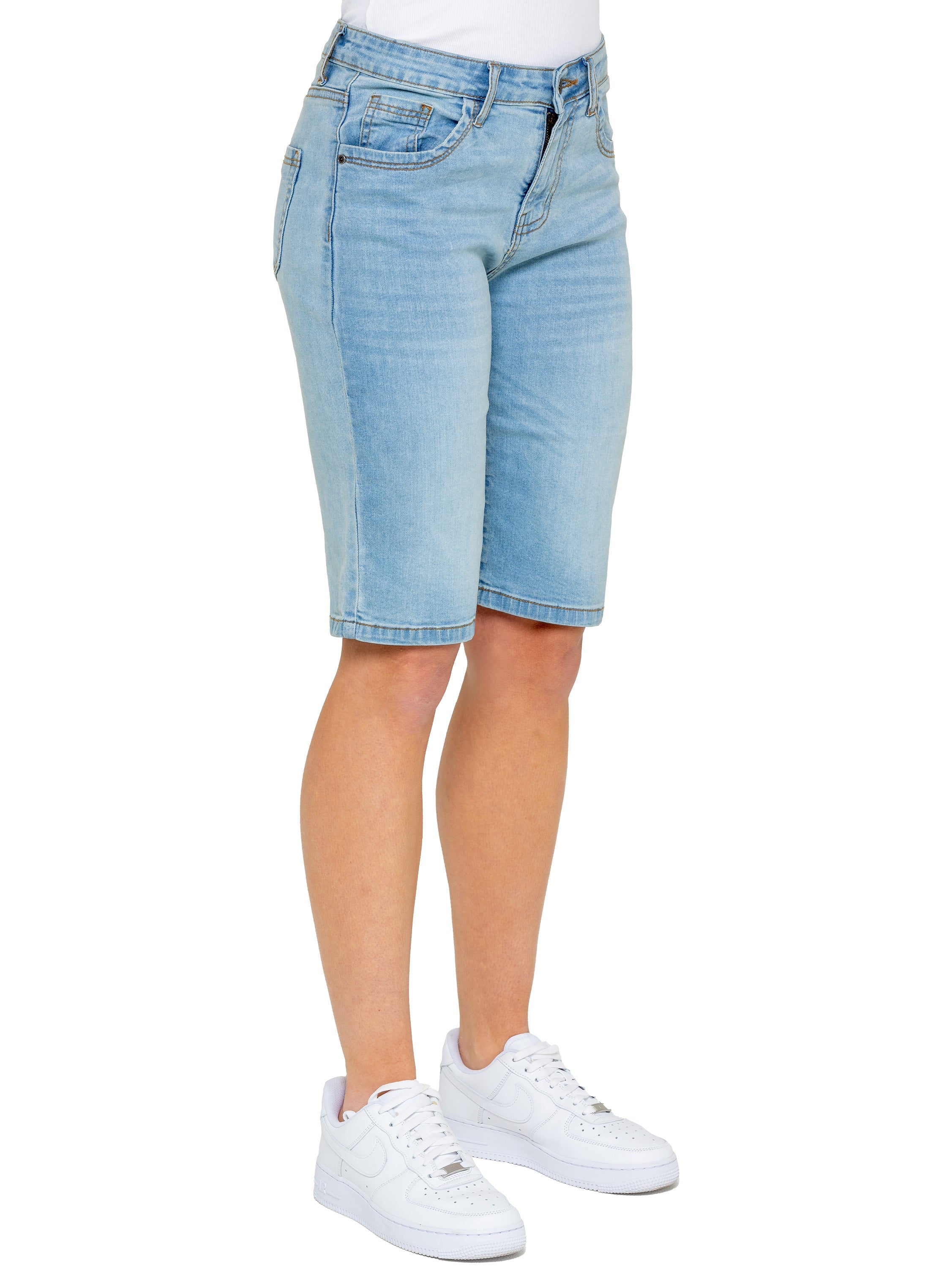 Enzo | Womens Long Denim Shorts