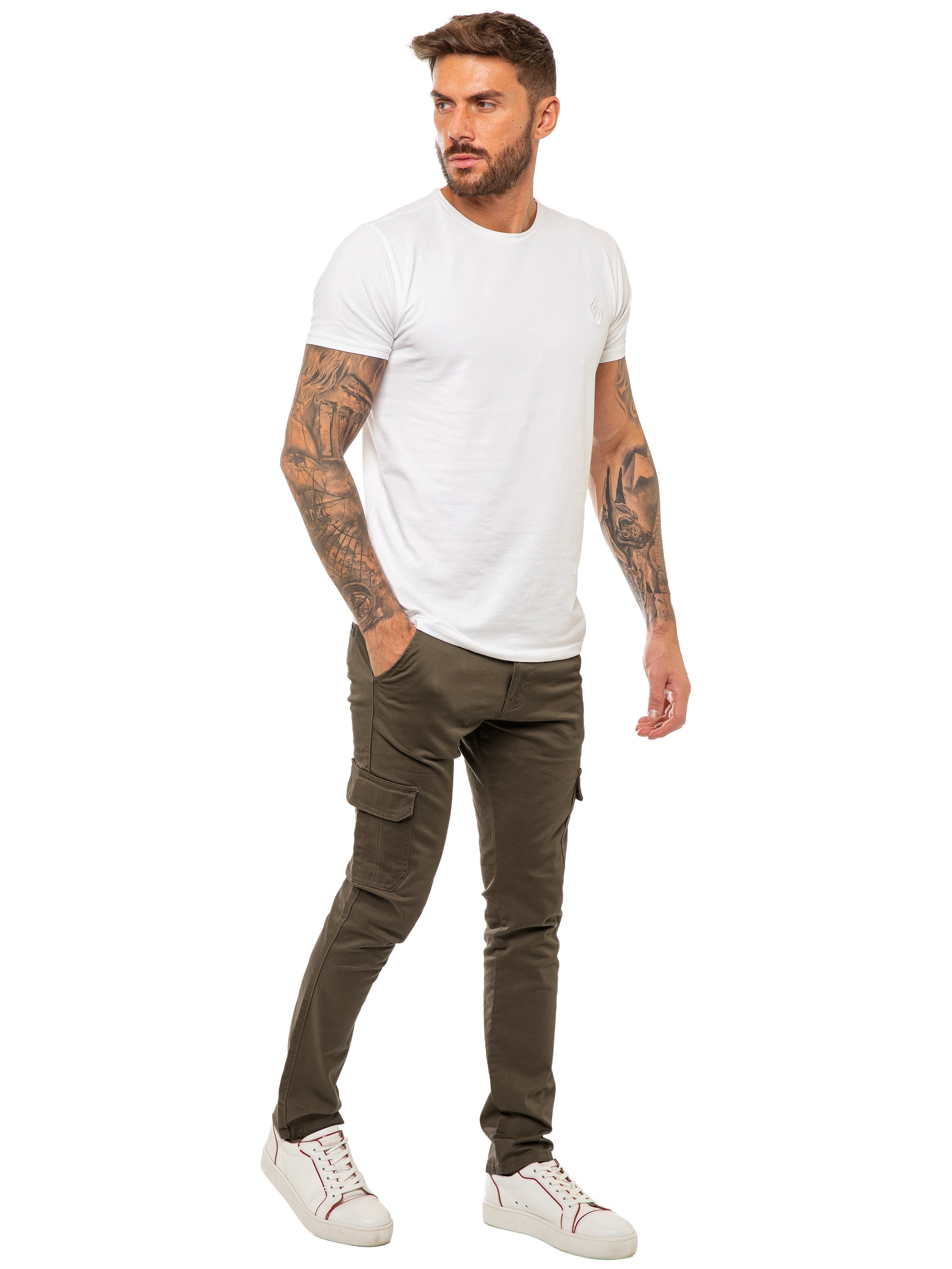 Mens Cargo Combat Slim Fit Trousers | Enzo Designer Menswear