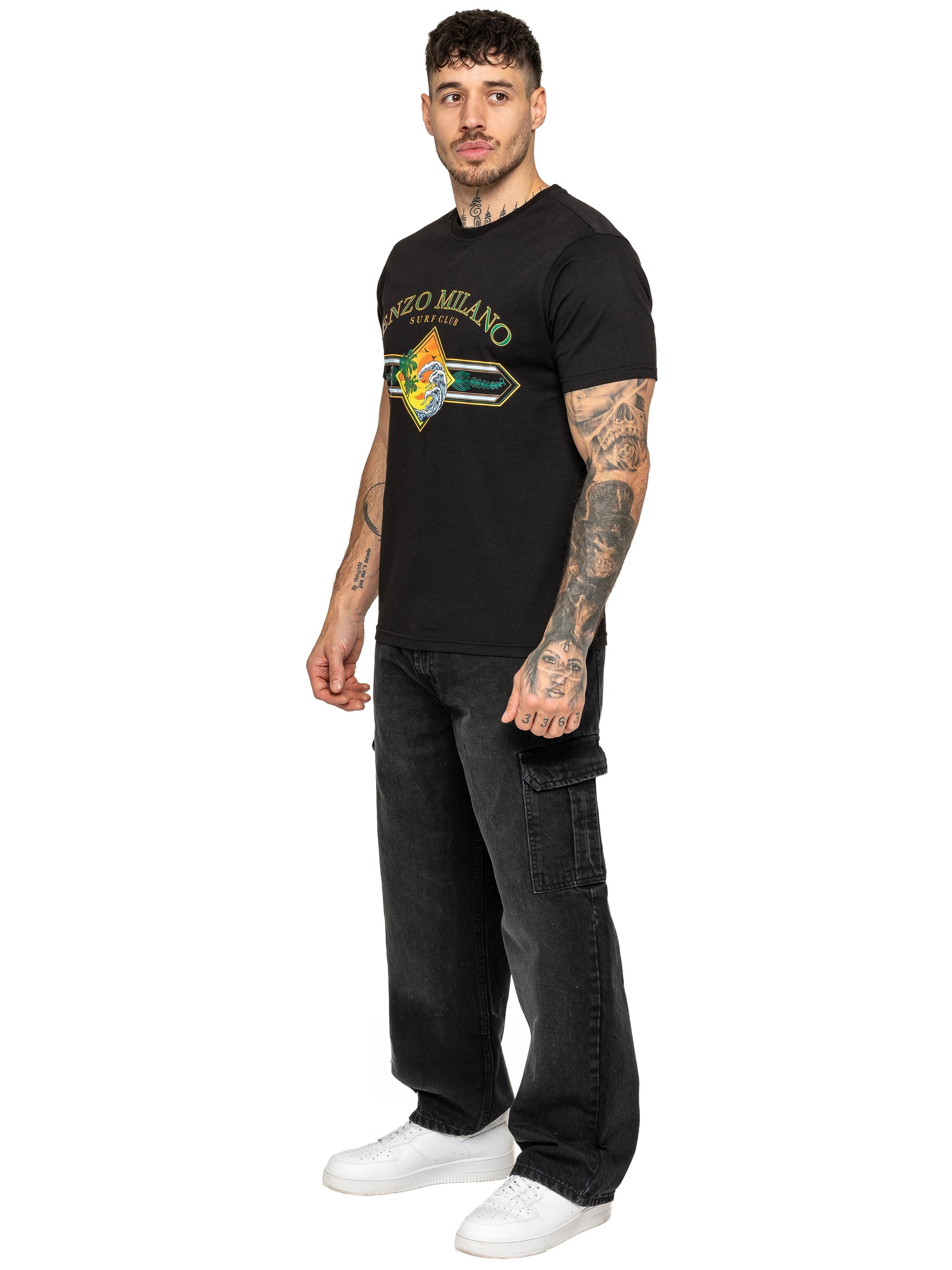 Enzo Milano | Mens Wide Leg Cargo Jeans