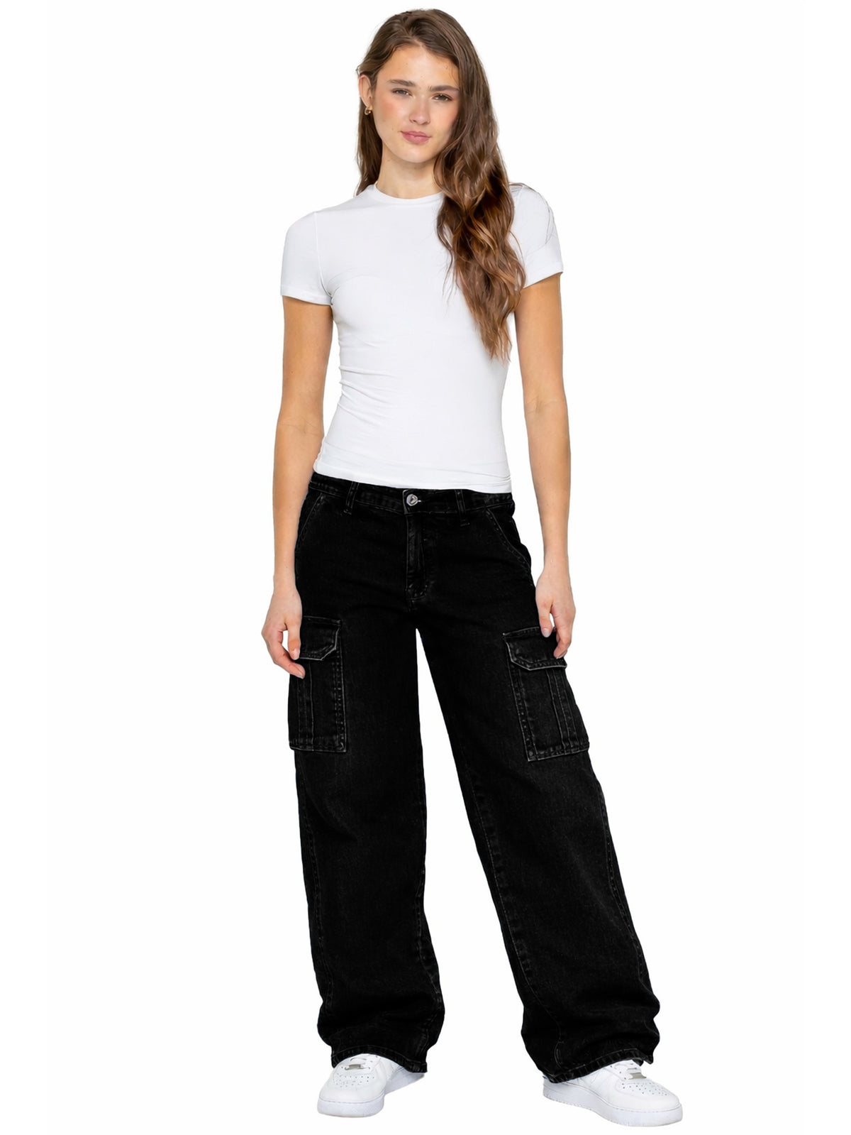 Enzo | Womens Baggy Cargo Jeans