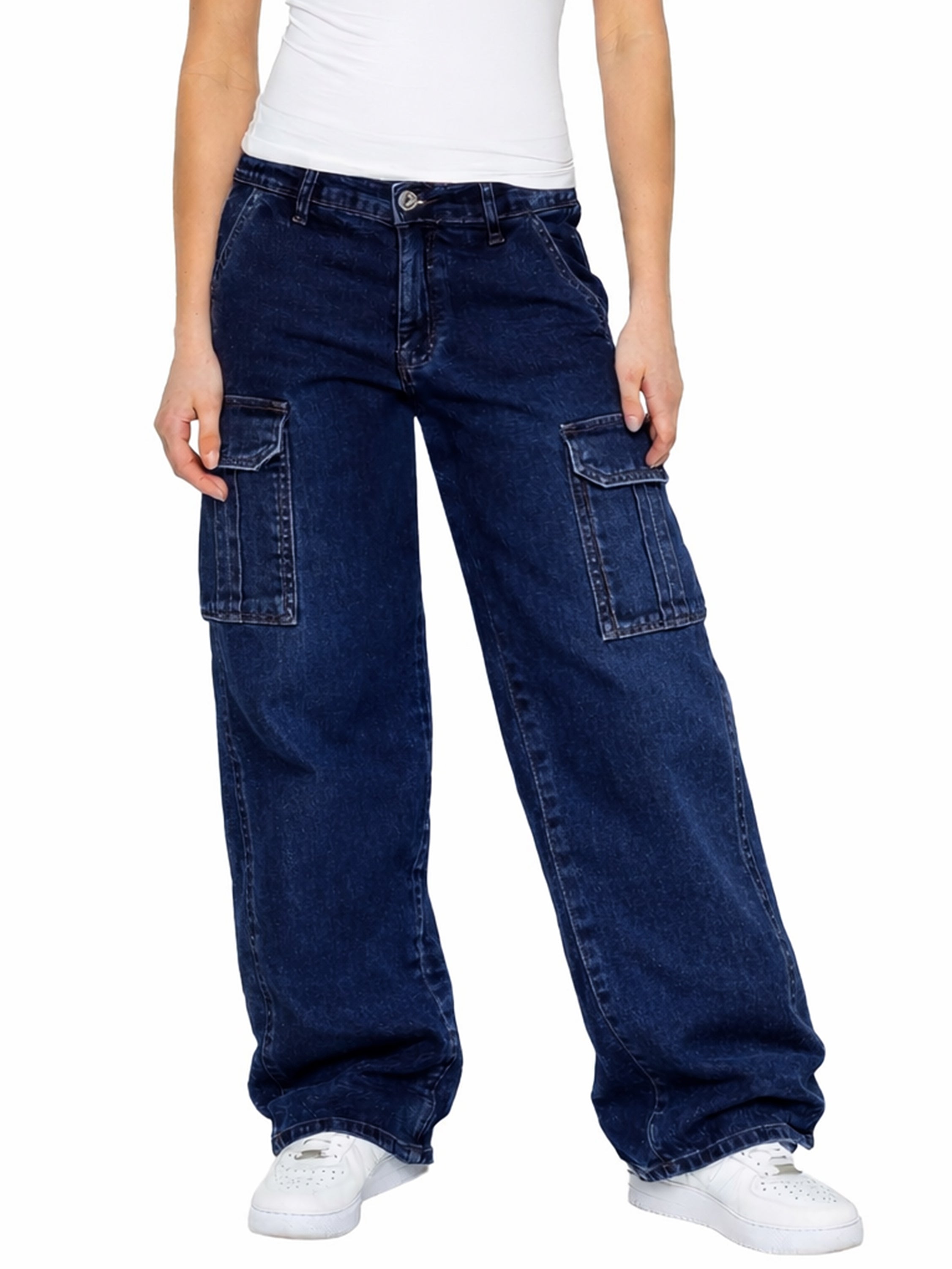 Enzo | Womens Baggy Cargo Jeans