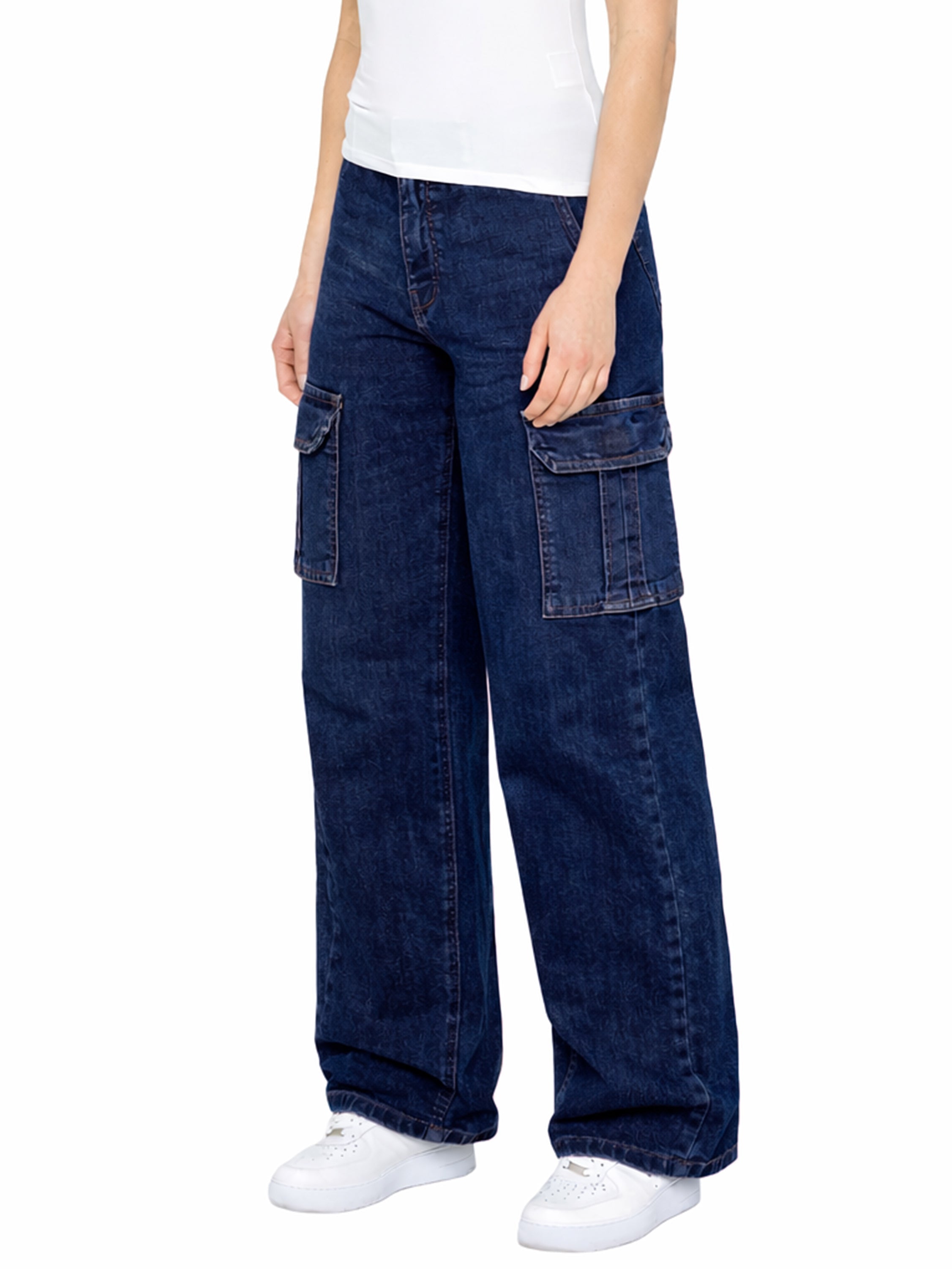 Enzo | Womens Baggy Cargo Jeans