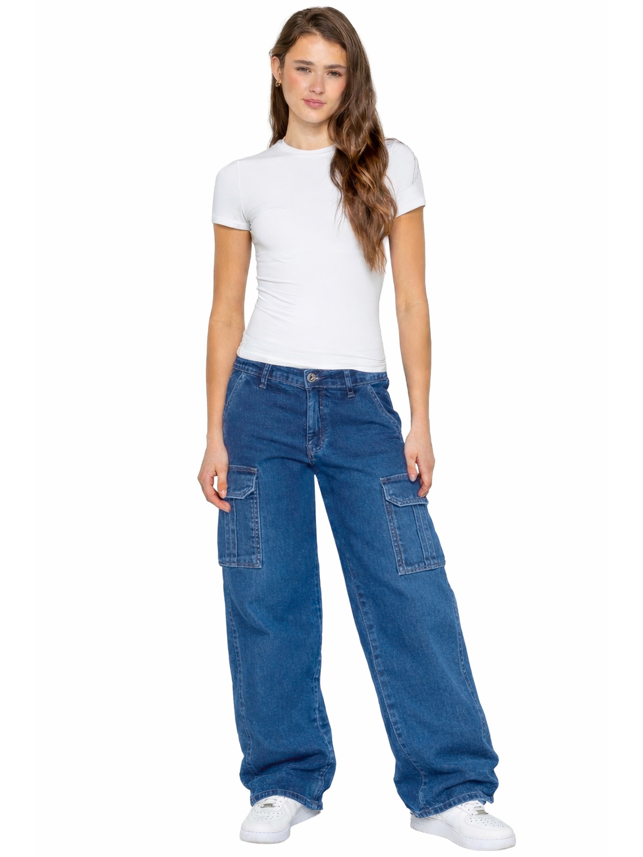 Enzo | Womens Baggy Cargo Jeans