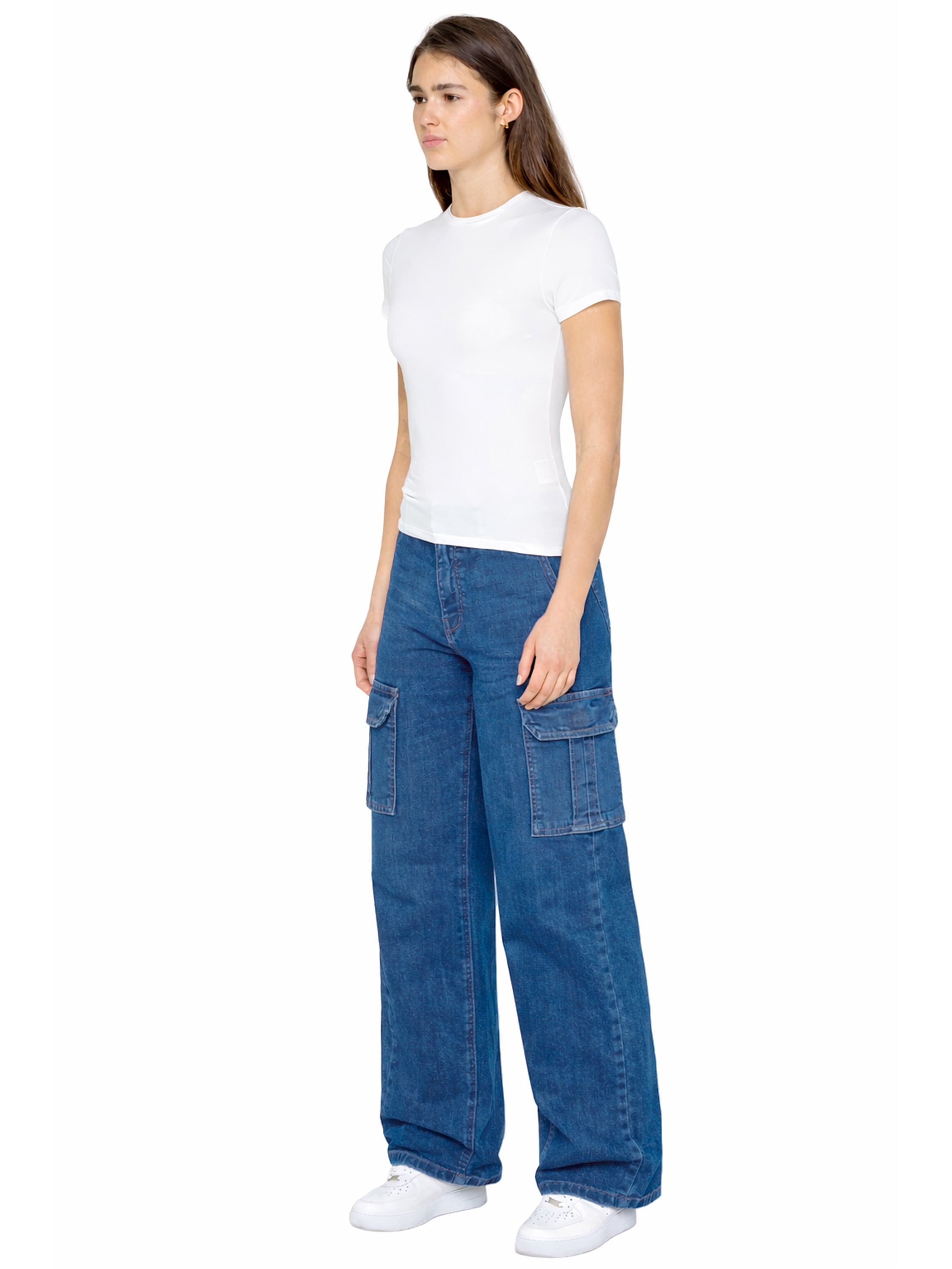 Enzo | Womens Baggy Cargo Jeans